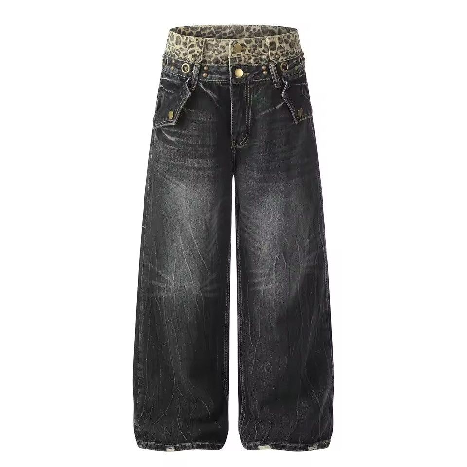 Jean Washed Streetwear Leopard Y2k Loose Baggy Jeans Pants Size US 30 / EU 46 - 1 Thumbnail