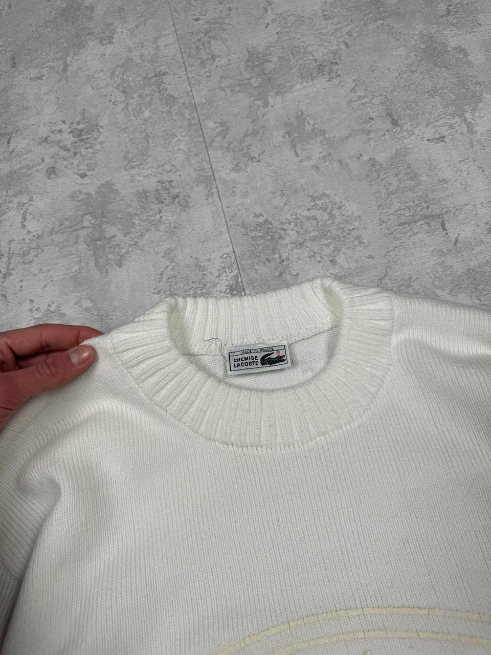 Lacoste Vintage Lacoste Y2K White Sweater Big Logo Size XL Size US XL / EU 56 / 4 - 10 Thumbnail