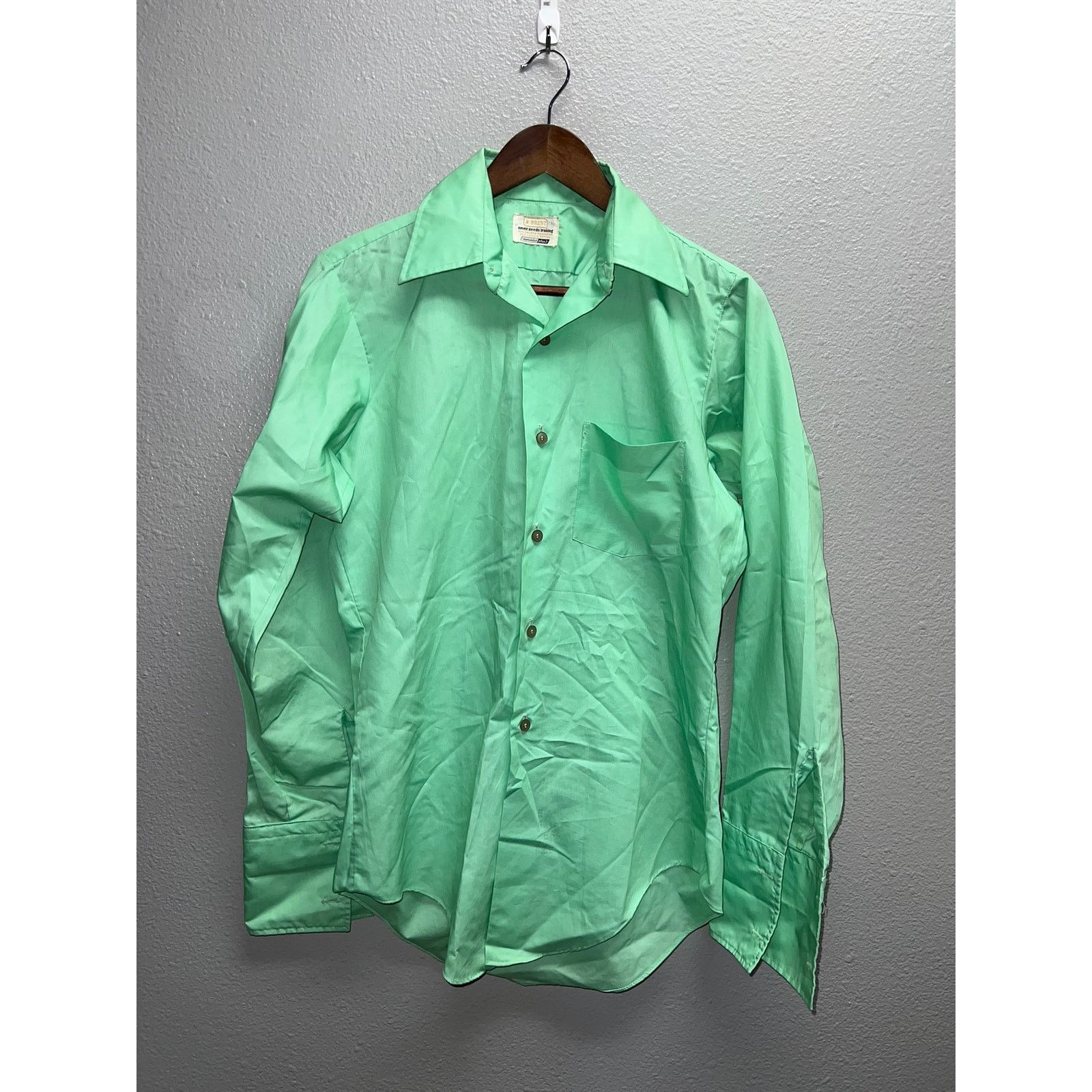 Vintage Vintage Brent Sanforized Button Up Shirt Dacron Green S Size US S / EU 44-46 / 1 - 1 Thumbnail