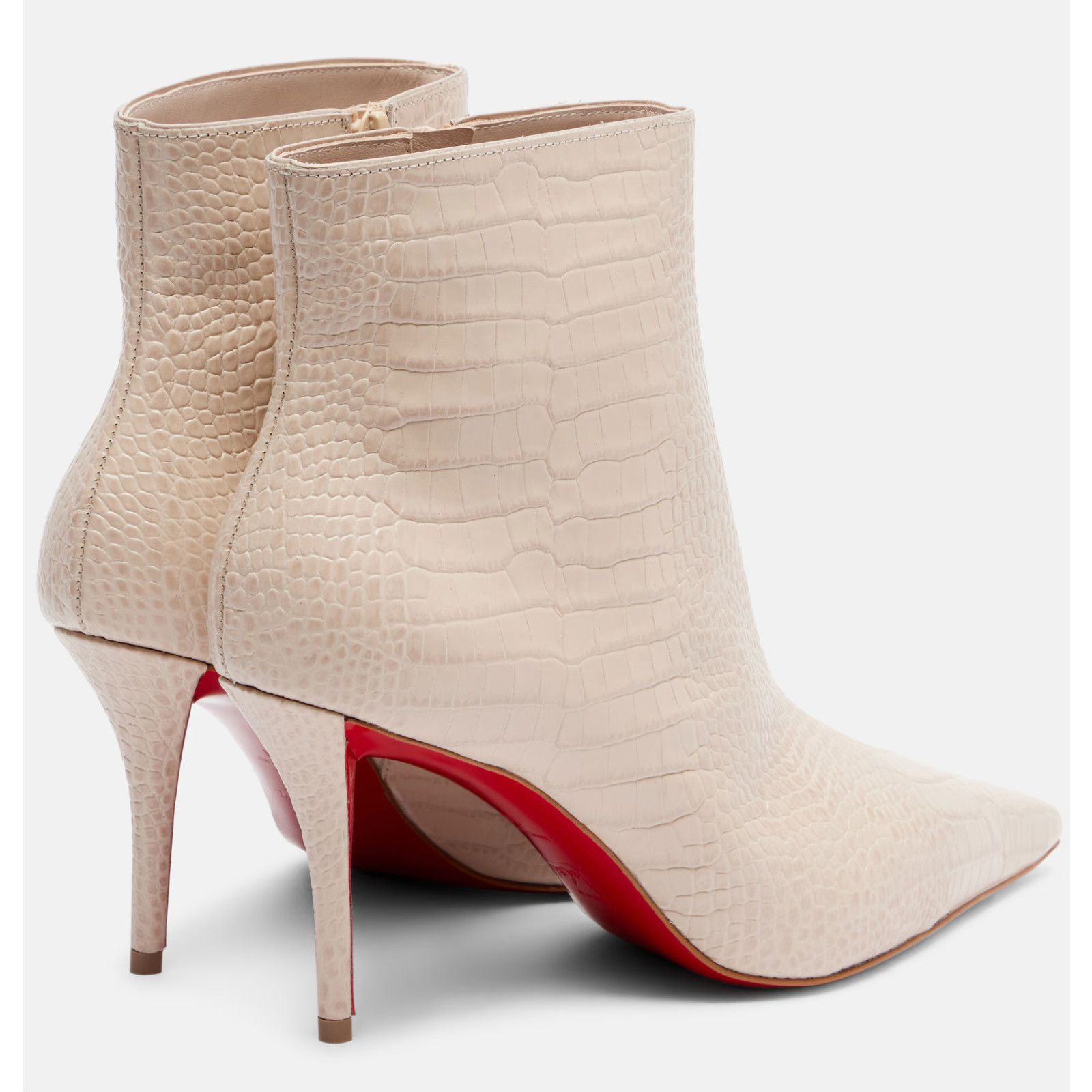Christian Louboutin C. Louboutin Miss Z Booty 80 Pearl Beige Croc Boot 39 Size US 8 / IT 38 - 19 Thumbnail