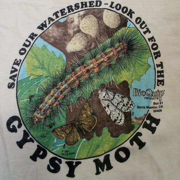 Other Vintage 80s Gypsy Moth Save Our Watersheds T-Shirt Size US L / EU 52-54 / 3 - 1 Thumbnail