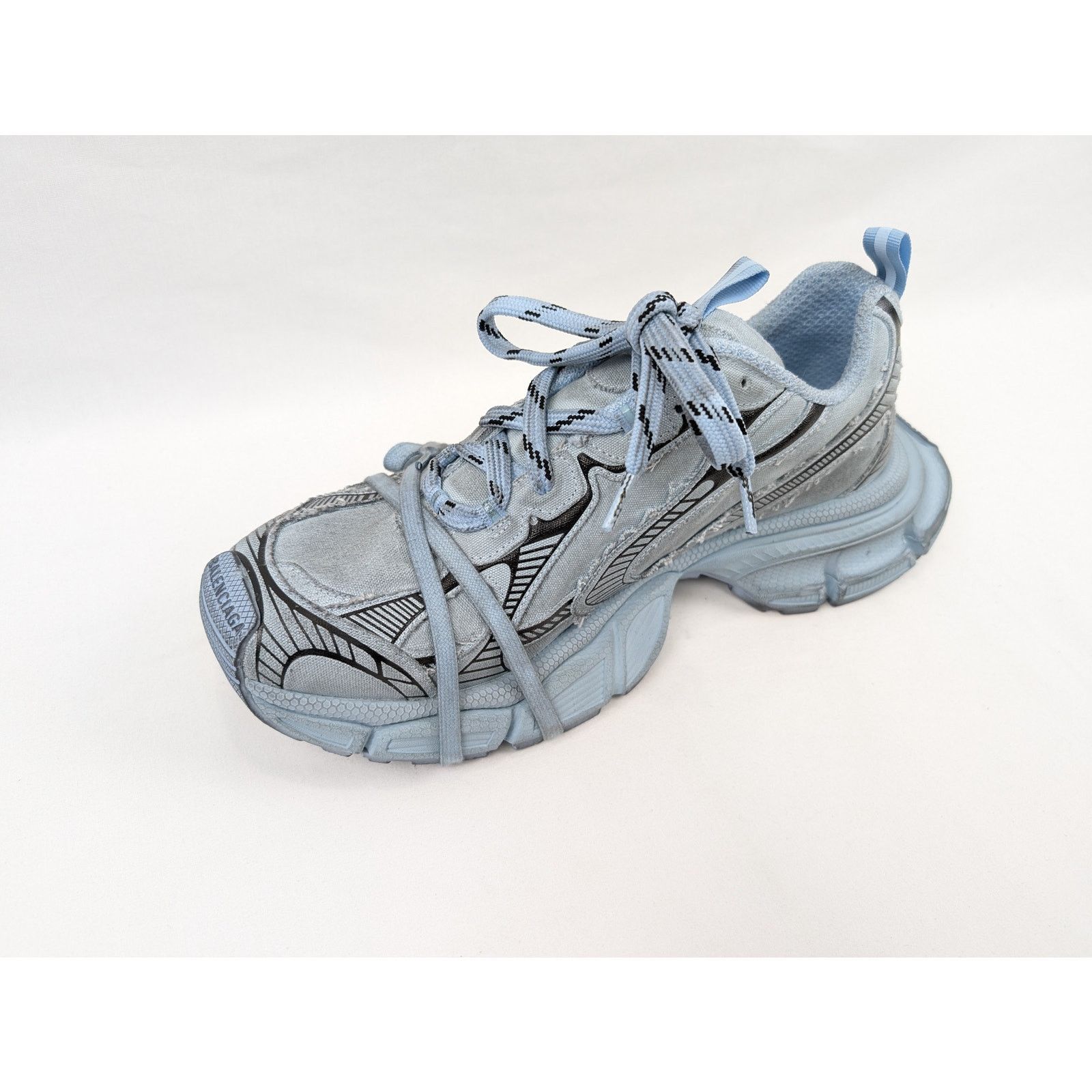 Balenciaga o1rshd1 3xl Destroyed Canvas Sneakers in Light Blue Size US 13 / EU 46 - 6 Thumbnail