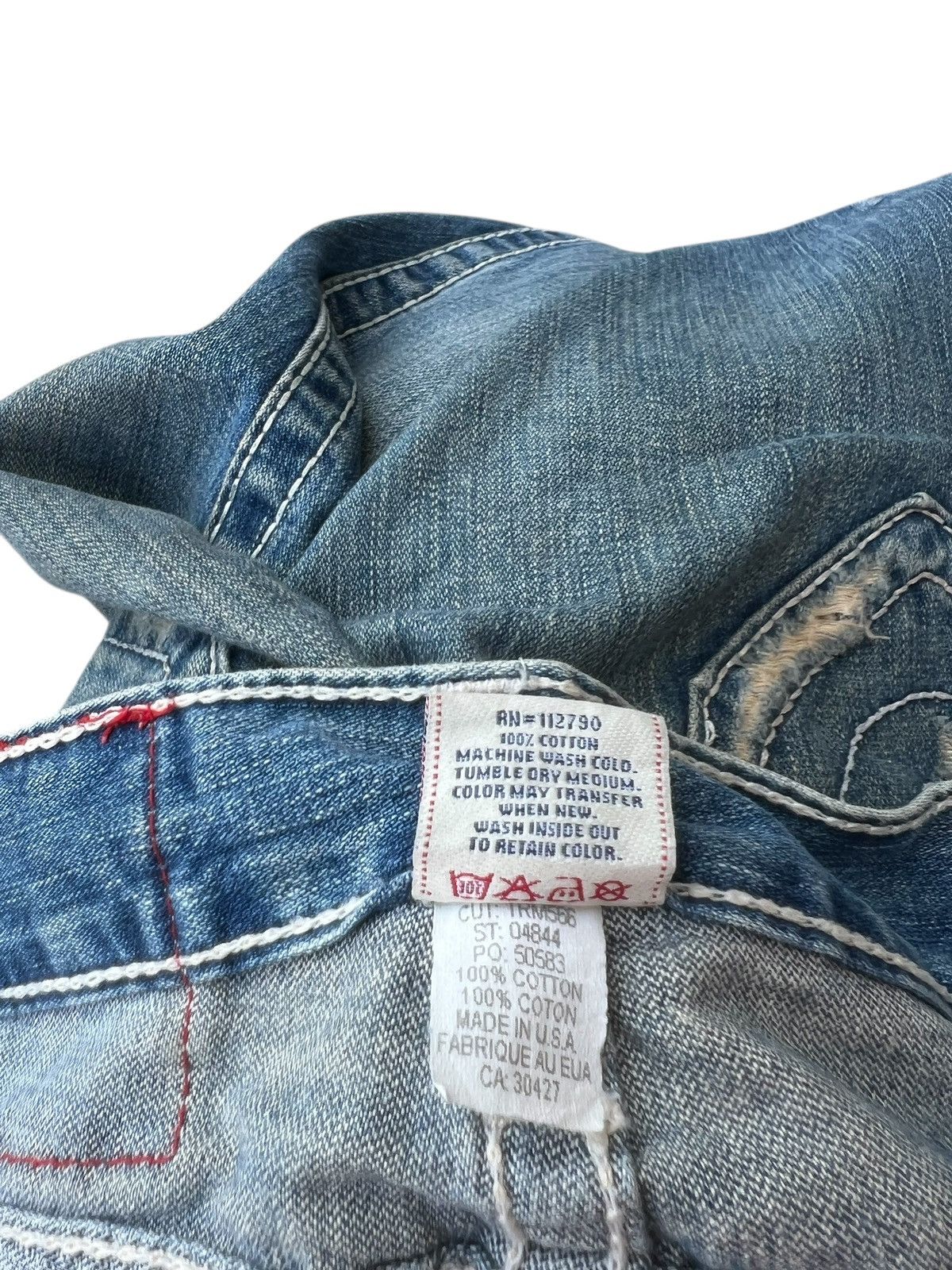 True Religion VTG Y2K True Religion Joey Big T Distress Denim Flare Jeans Size US 30 / EU 46 - 23 Thumbnail