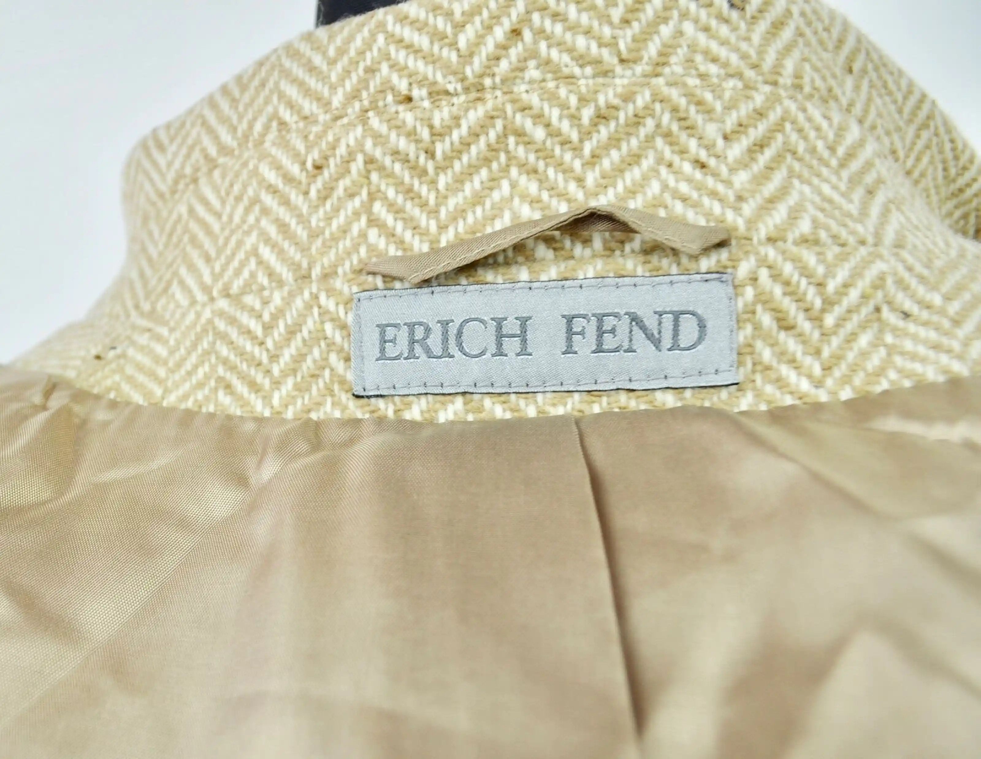 Vintage x ERICH FEND Herringbone Tweed Wool Coat Overcoat Belt Size L / US 10 / IT 46 - 6 Thumbnail