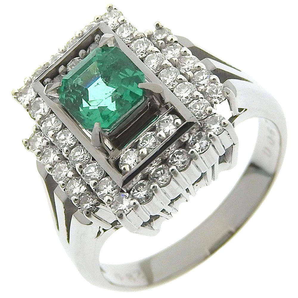image of Other Platinum Emerald Ring in Green, Women's