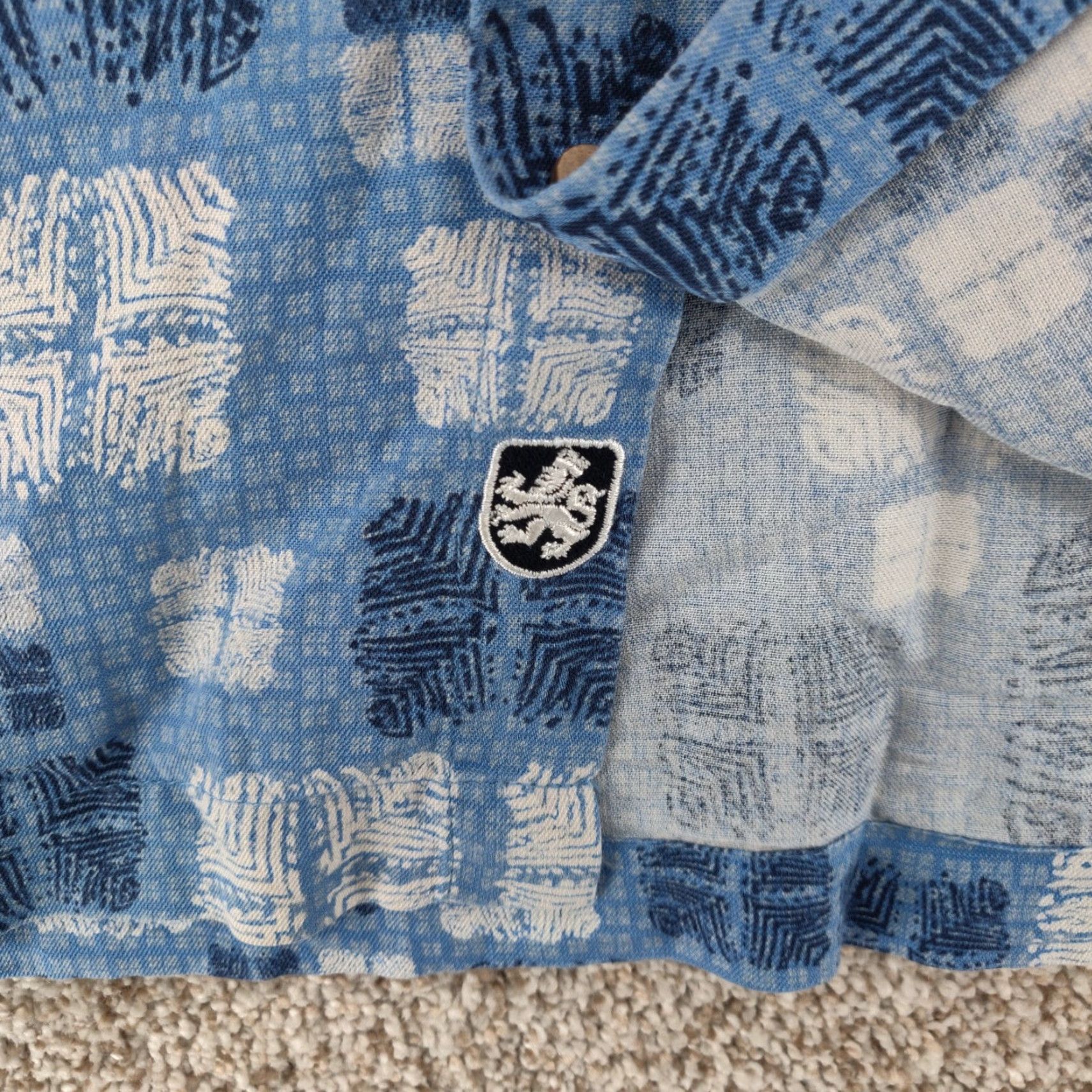 Nat Nast Nat Nast Shirt Mens Medium Blue Geometric Silk Blend Short Sleeve Button Casual Size US M / EU 48-50 / 2 - 6 Thumbnail