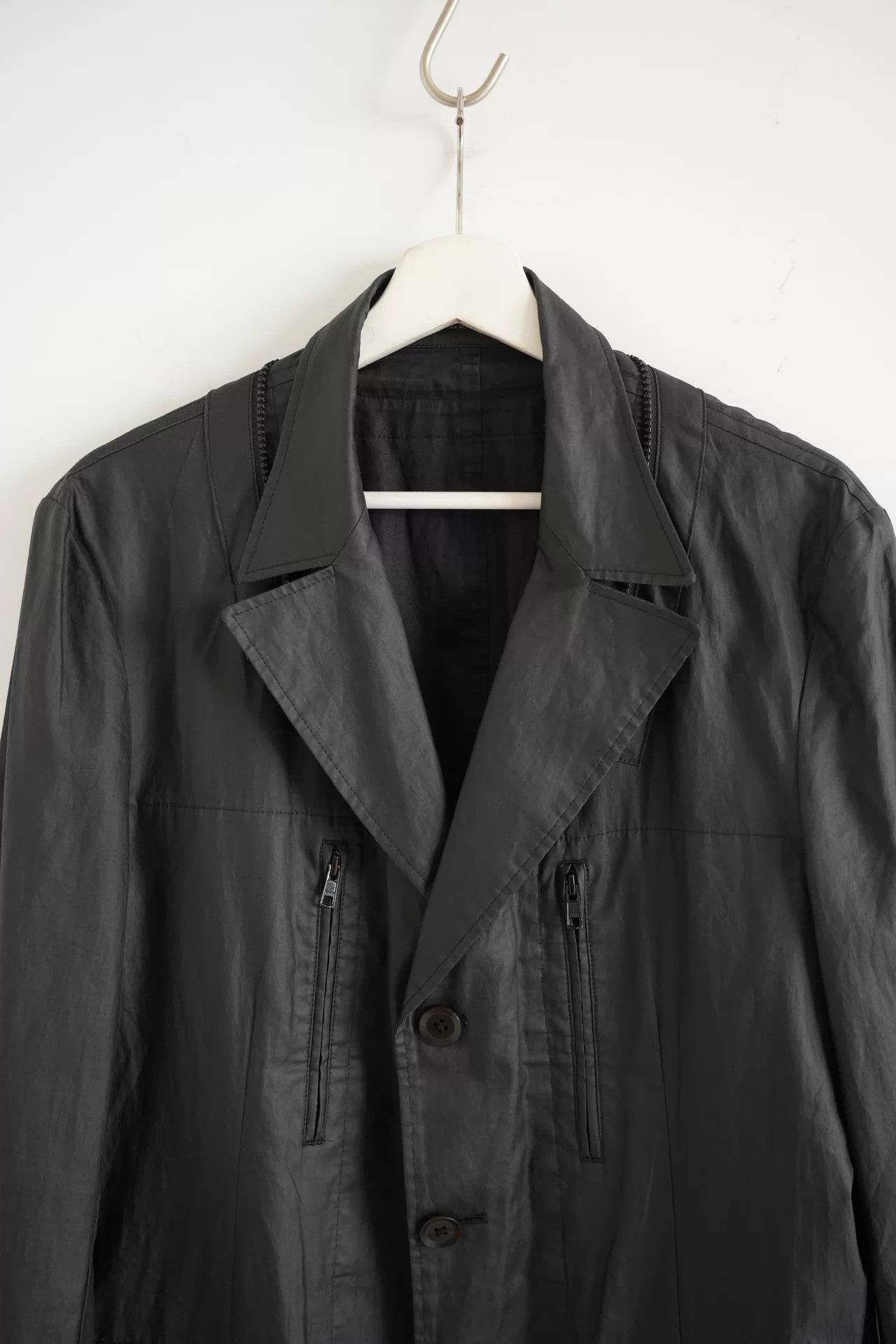 Yohji Yamamoto Yohji Yamamoto 08SS Mens Zip Off Hooded Ramie Coat Size US L / EU 52-54 / 3 - 4 Thumbnail