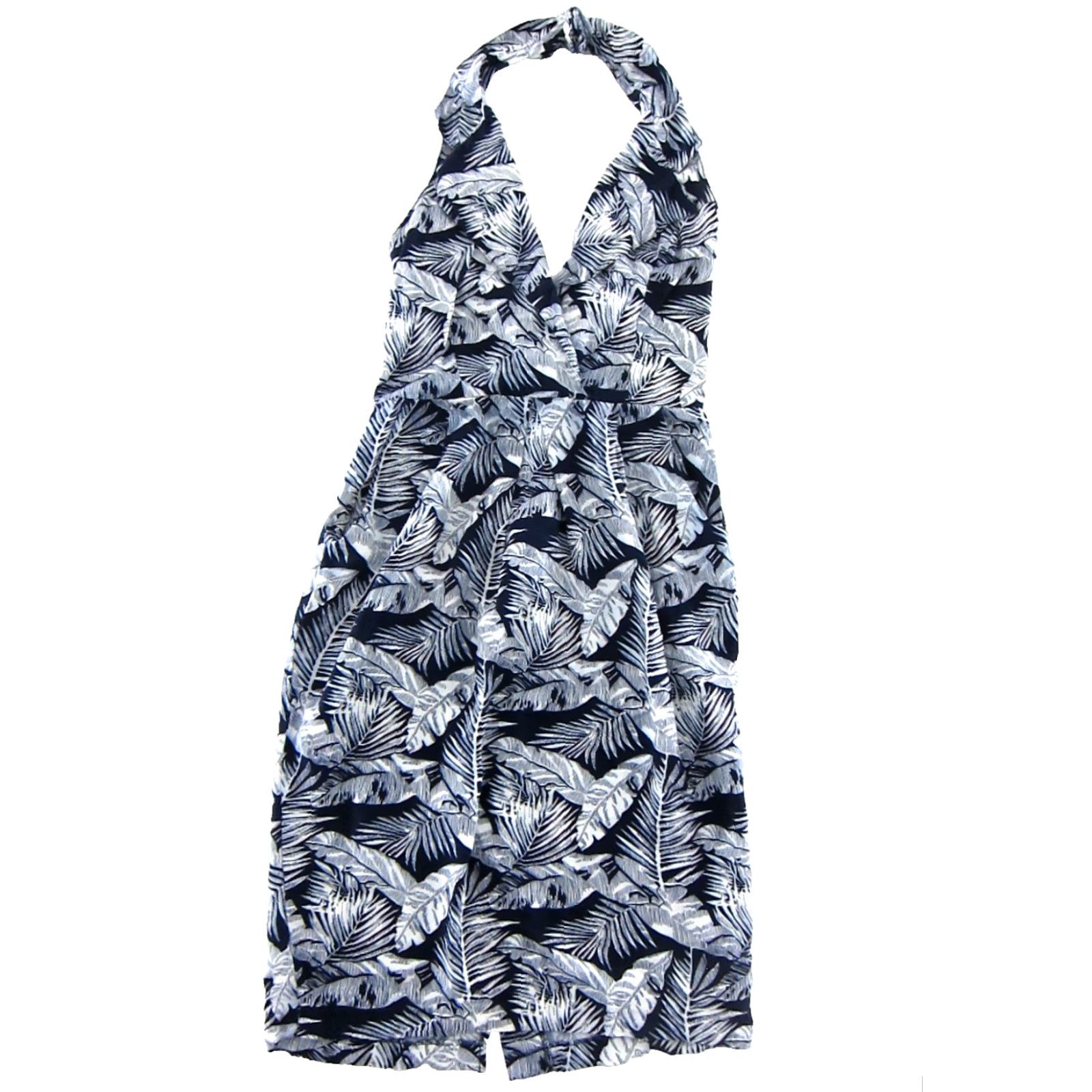 Vintage VINTAGE Robbie Bee Dress Halter Sun Floral Pocket Blue 8 Women Rayon Sleeveless Back Zipper Size M / US 6-8 / IT 42-44 - 2 Thumbnail