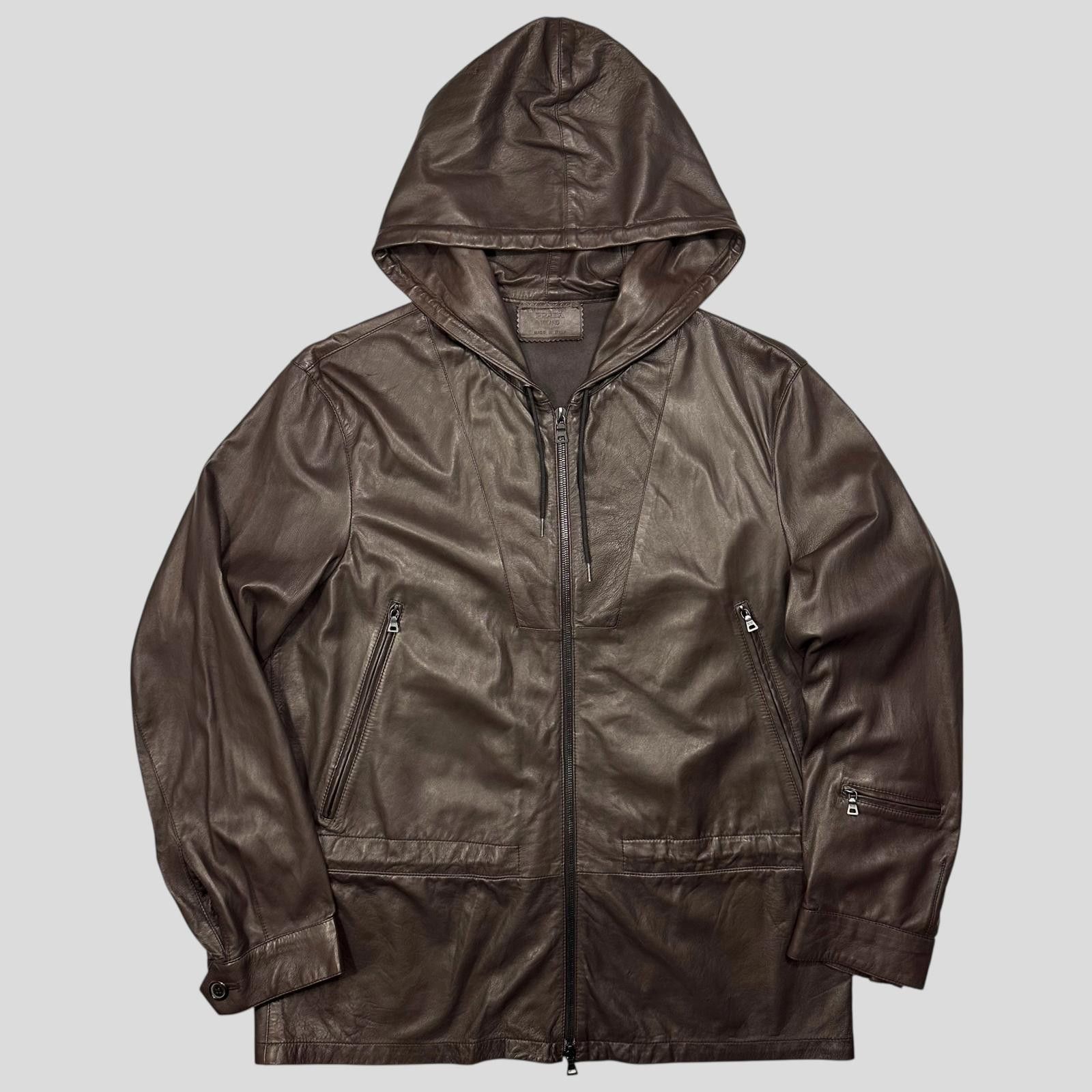 Prada Prada Milano 00’s Nappa Leather Stash Pocket Hooded Jacket L Size US L / EU 52-54 / 3 - 1 Thumbnail