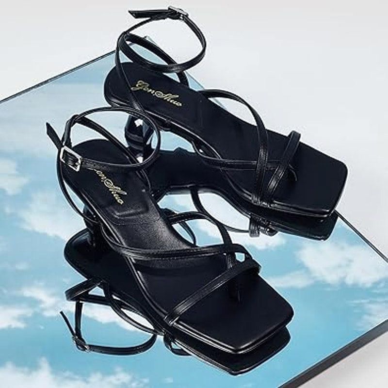 Other Genshuo Women's Size 6 Black Strappy Open Toe Sandals Size ONE SIZE - 3 Thumbnail
