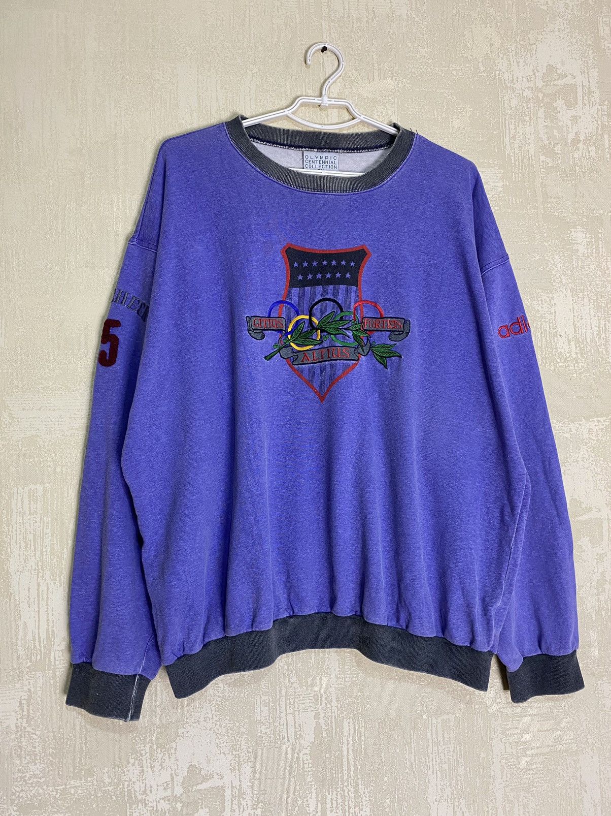 image of Vintage 80/90S Adidas Olympic Games Usa Crewneck Sweatshirt in Violet, Men's (Size XL)