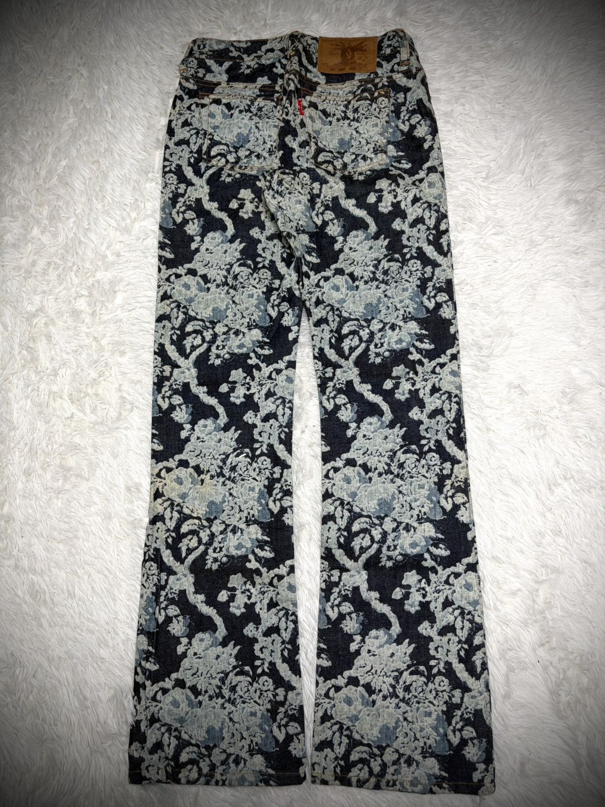 Hysteric Glamour Rare Ozone Community tattoo floral flared raw denim jeans Size 26" / US 2 / IT 38 - 6 Thumbnail