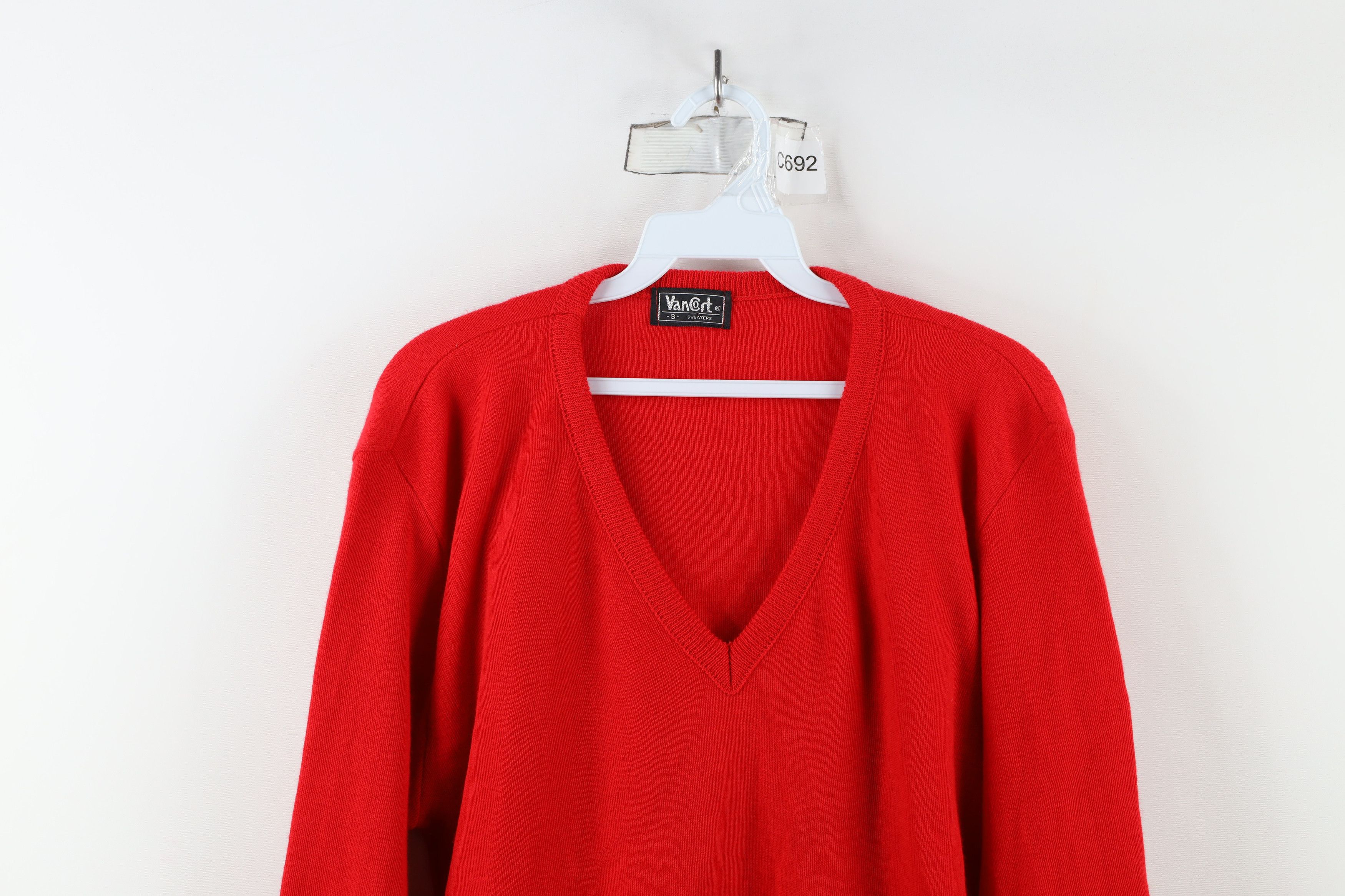 Vintage Vintage 70s Streetwear Soft Knit V-Neck Sweater Red USA Size US S / EU 44-46 / 1 - 2 Thumbnail