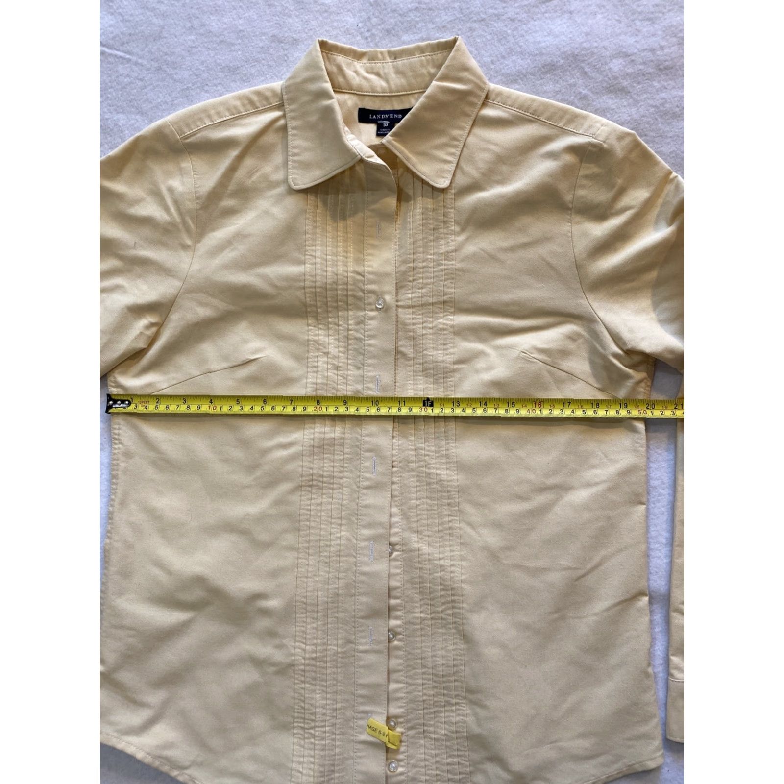 Lands' End Lands’ End Button-Up Shirt Womens Regular Cotton Yellow Mauve 10 Button-Down Collared Long Sleeve Classic Casual Shirt Size L / US 10 / IT 46 - 7 Thumbnail