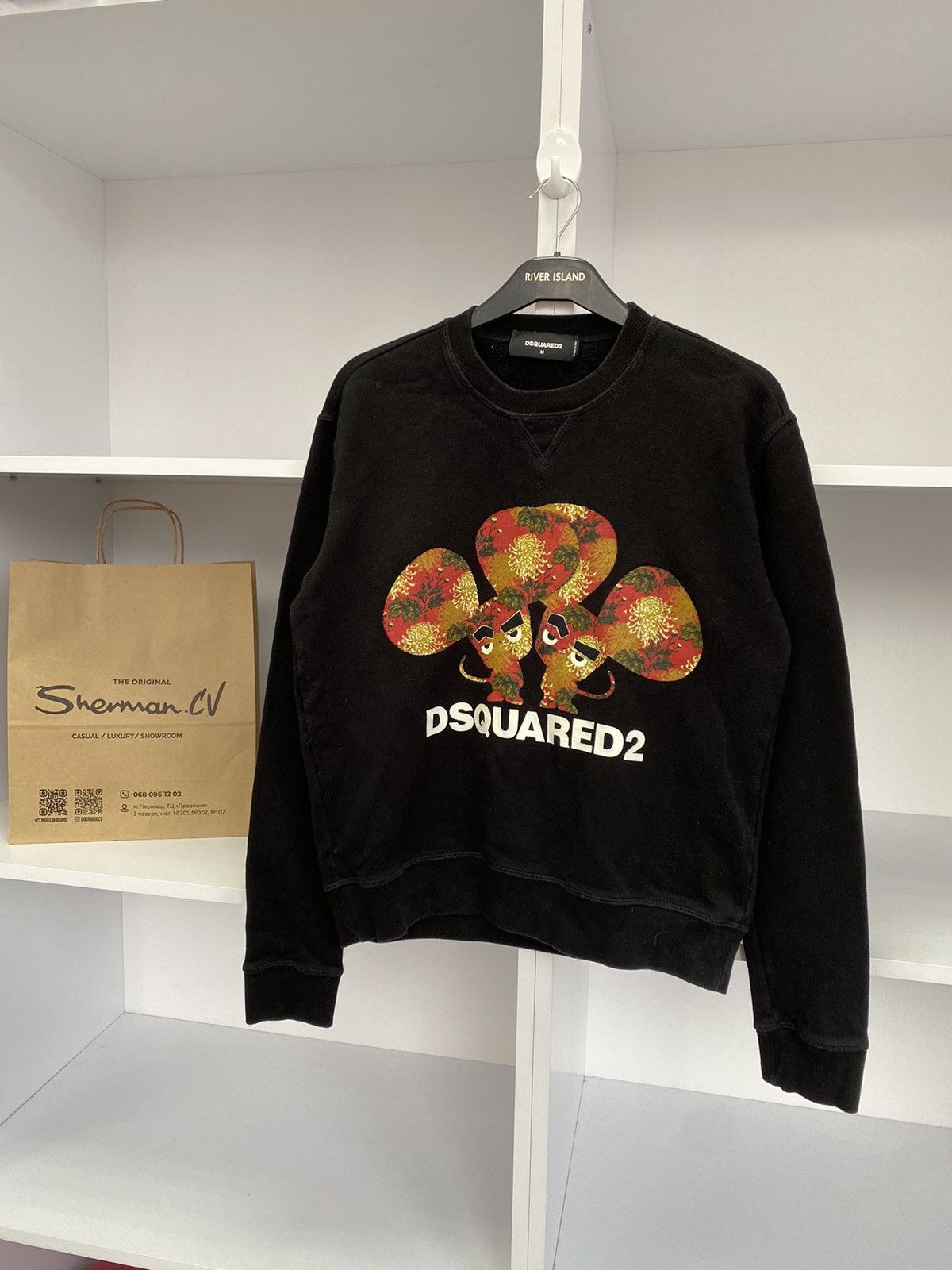 Dsquared2 × Vintage Vintage Dsquared2 Black Mouse Cool Fit Sweatshirt Size US M / EU 48-50 / 2 - 2 Thumbnail