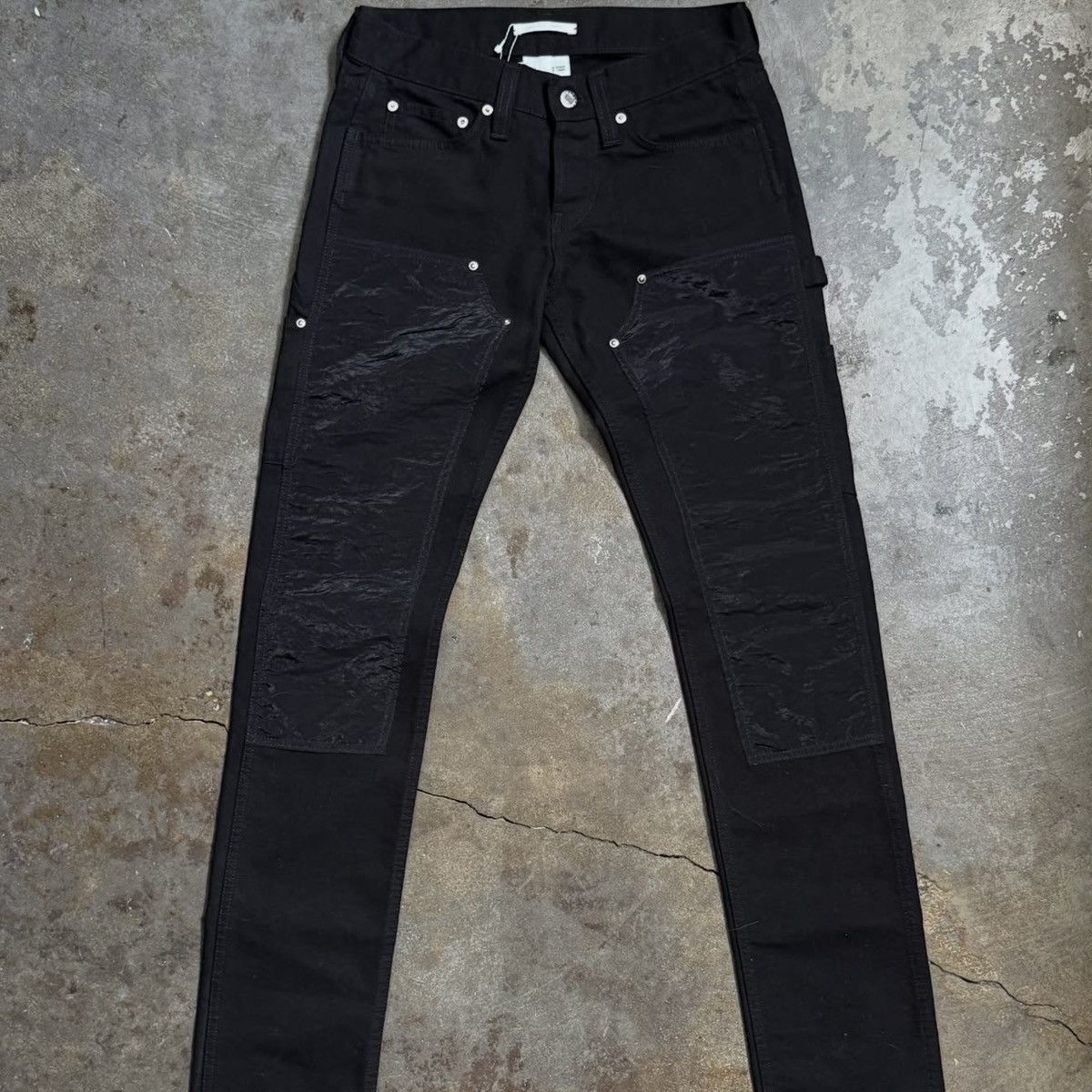 Helmut Lang HELMUT LANG NWT BLACK SLIM STRAIGHT DOUBLE KNEE DENIM - S Size 25" / US 0 / IT 36 - 1 Thumbnail