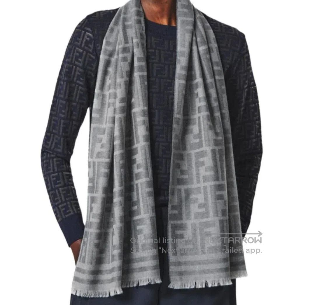 Fendi Fendi Men's Logo Wool Scarf. Size ONE SIZE - 8 Thumbnail