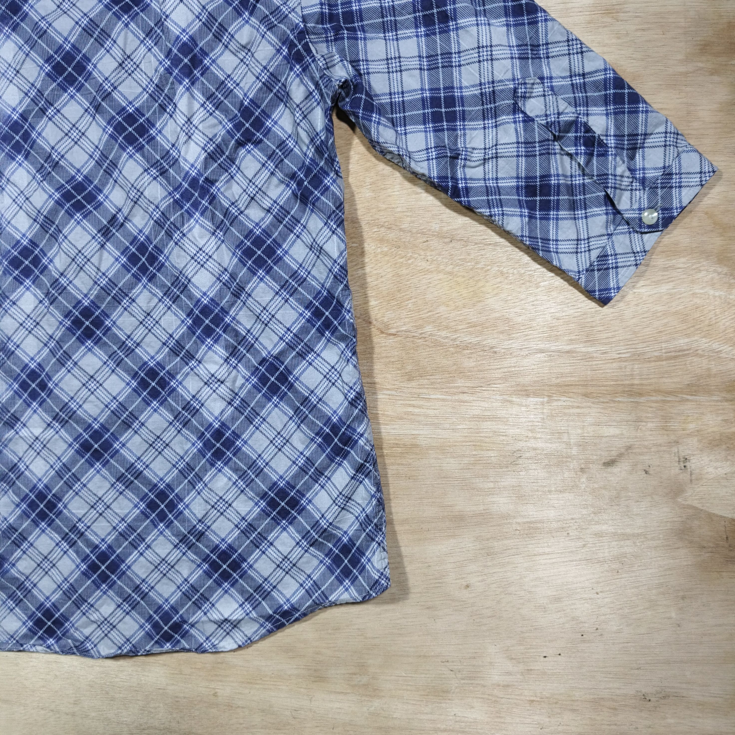 PPFM PPFM Blue Diamond Plaid 3/4 Sleeve Shirt Size US L / EU 52-54 / 3 - 8 Thumbnail
