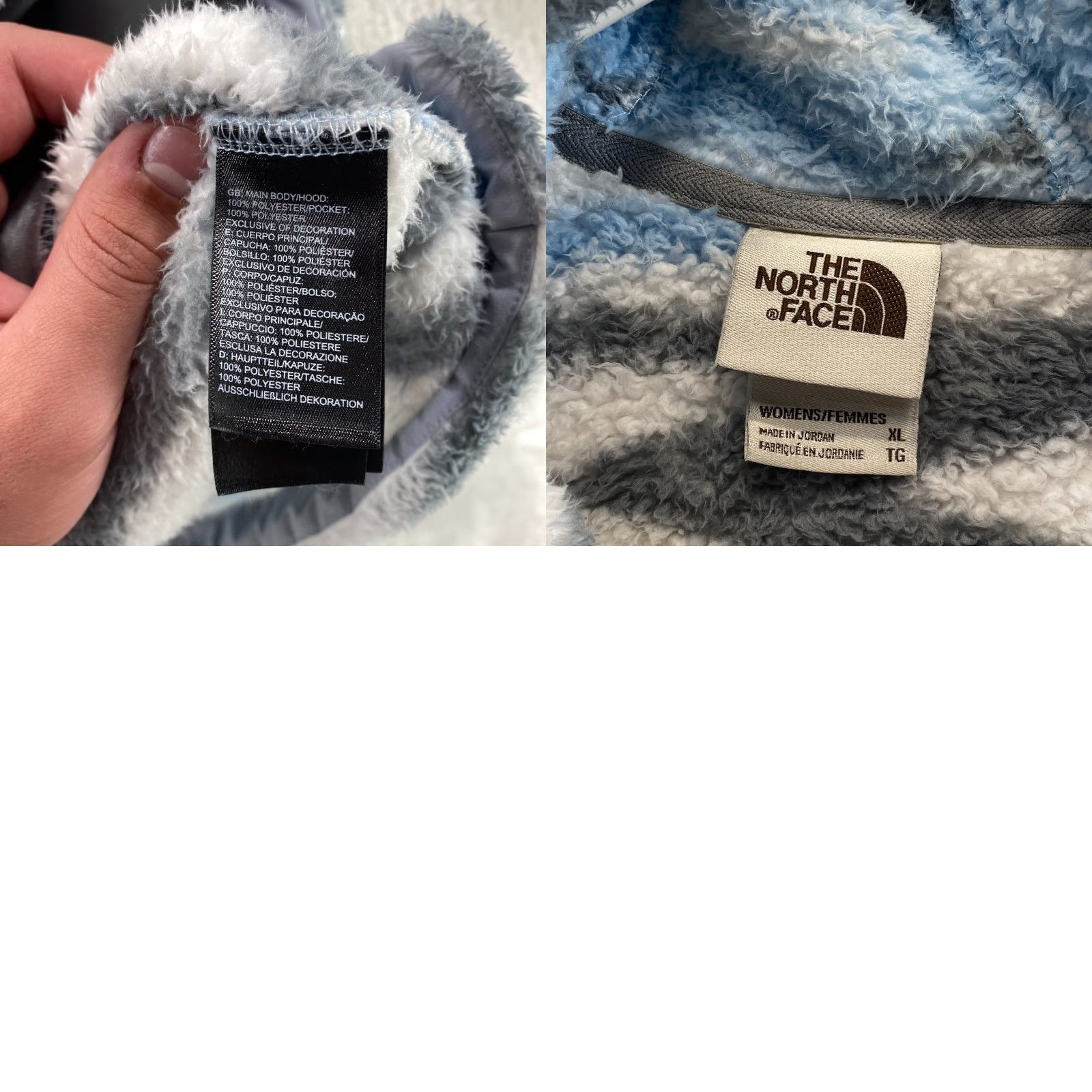 The North Face VINTAGE The North Face Hooded Pullover Shirt XL Blue White Gray 3/4 Zip Pockets Sherpa Fleece Womens Size XL / US 12-14 / IT 48-50 - 8 Thumbnail
