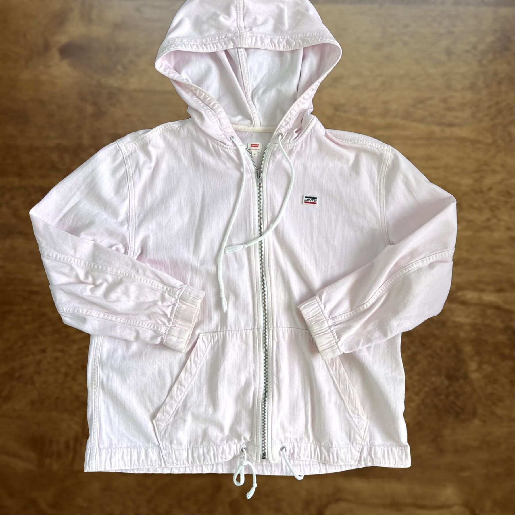 Levi's Levi's Jacket Womens Medium Pink Hooded Cotton Twill Full Zip Drawstring Casual Shirt Size M / US 6-8 / IT 42-44 - 1 Thumbnail