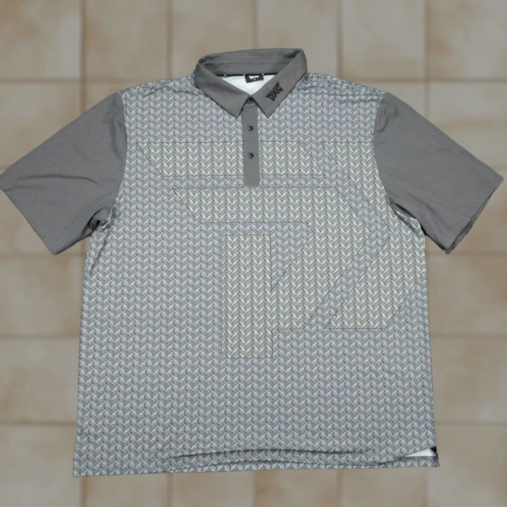 Vintage PXG Shirt Mens XXL Gray Spellout Print Performance Polo Short Sleeve Golf Snap Polo Mens XXLGry Spellout Print Performance Polo Size US XXL / EU 58 / 5 - 1 Thumbnail
