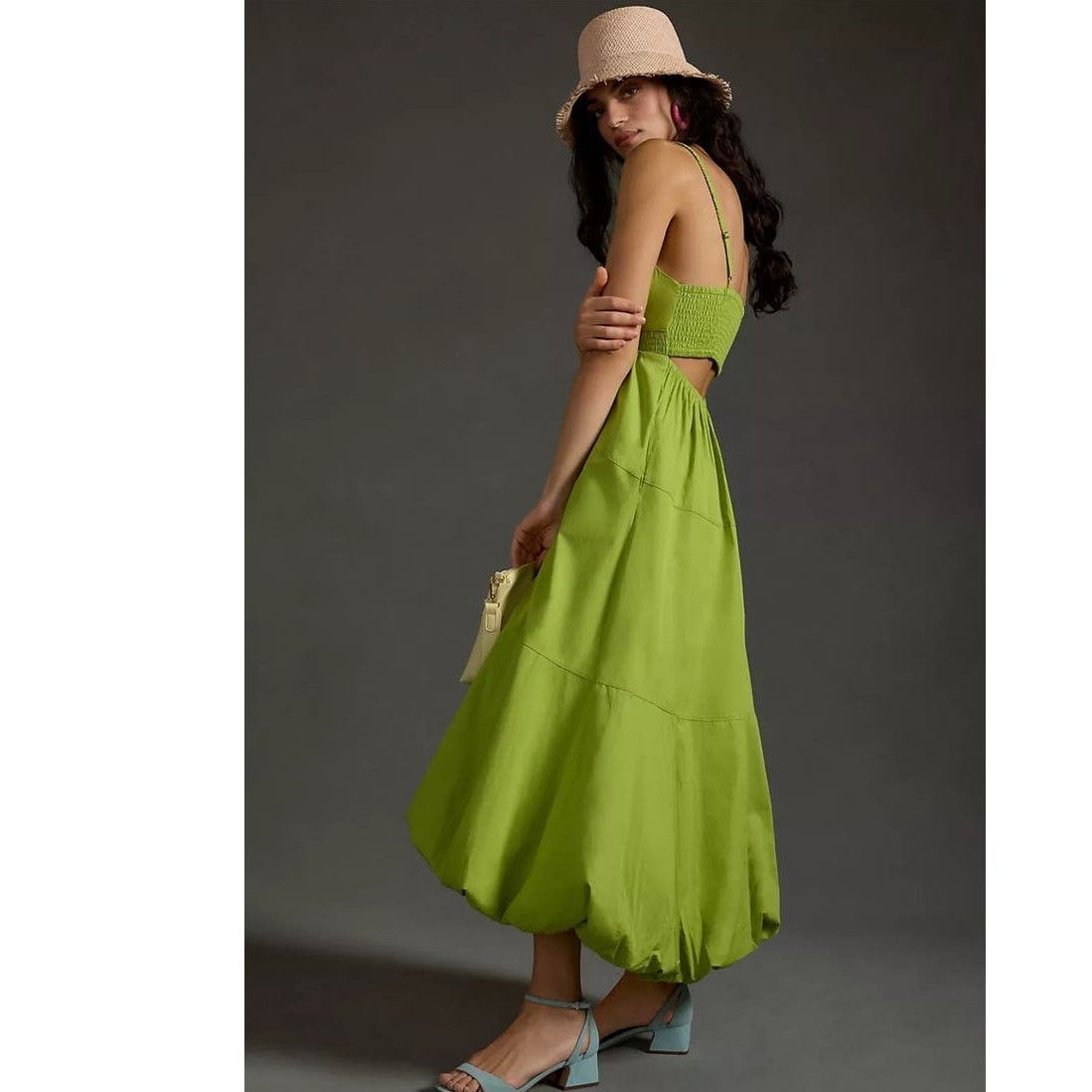 Anthropologie New By Anthropologie V-Neck Tiered Bubble-Hem Dress $170 L Size L / US 10 / IT 46 - 2 Thumbnail