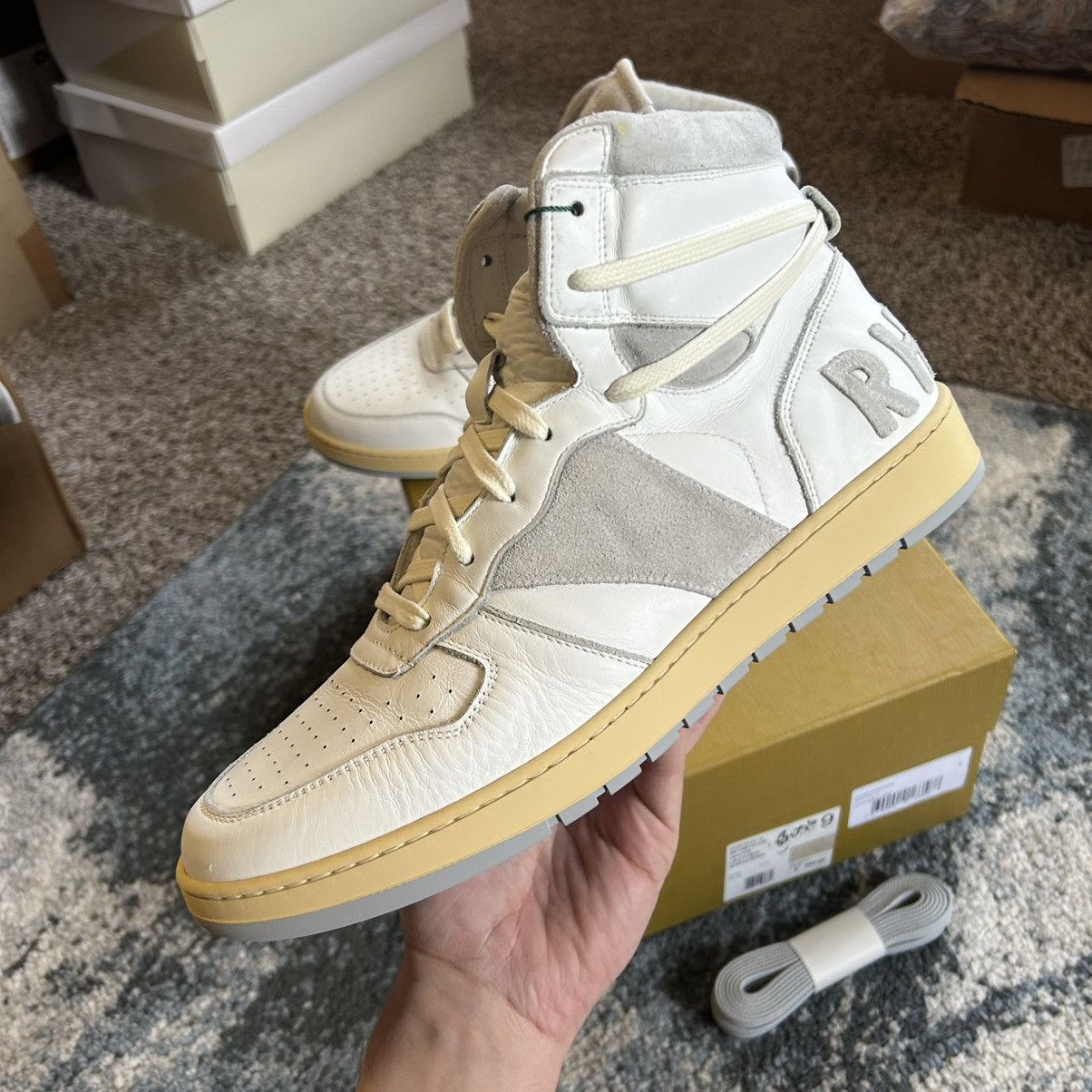 Rhude RHUDE RHECESS Hi WHiTE GREY NATURAL NEUTRAL MADE iN iTALY Size US 9 / EU 42 - 1 Thumbnail