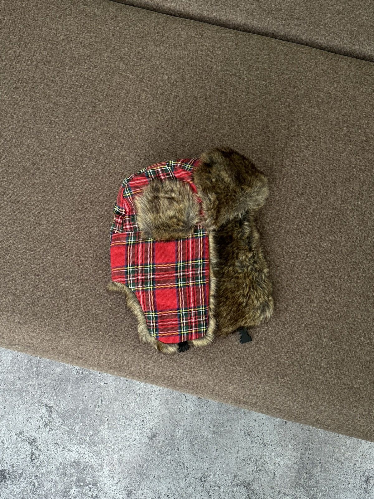 Japanese Brand × Vintage Vintage red checkered Y2K fuzzy fur ushanka hat Japanese Size ONE SIZE - 2 Thumbnail