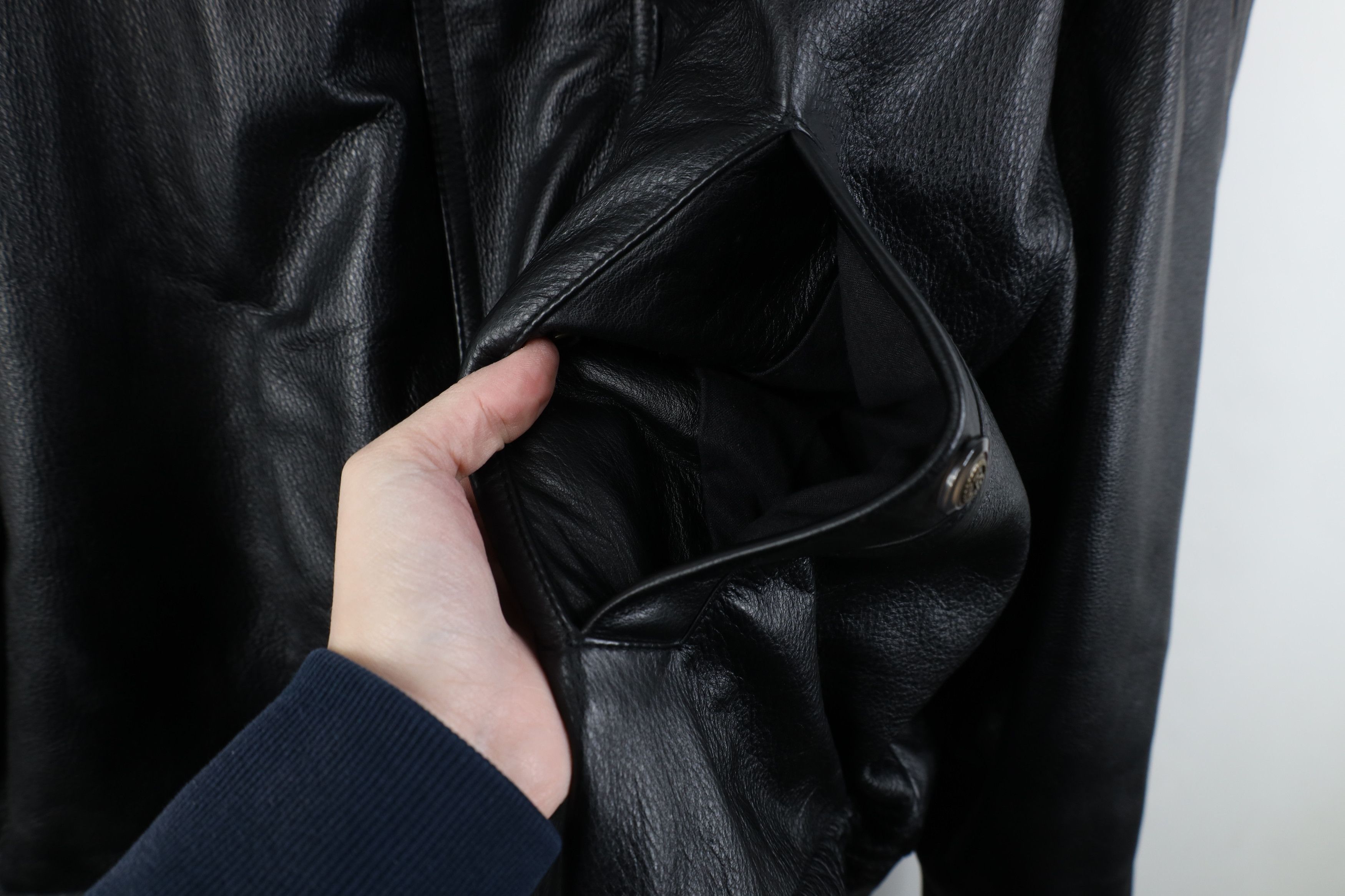 Vintage 90s Streetwear Heavy Leather Chore Jacket Black