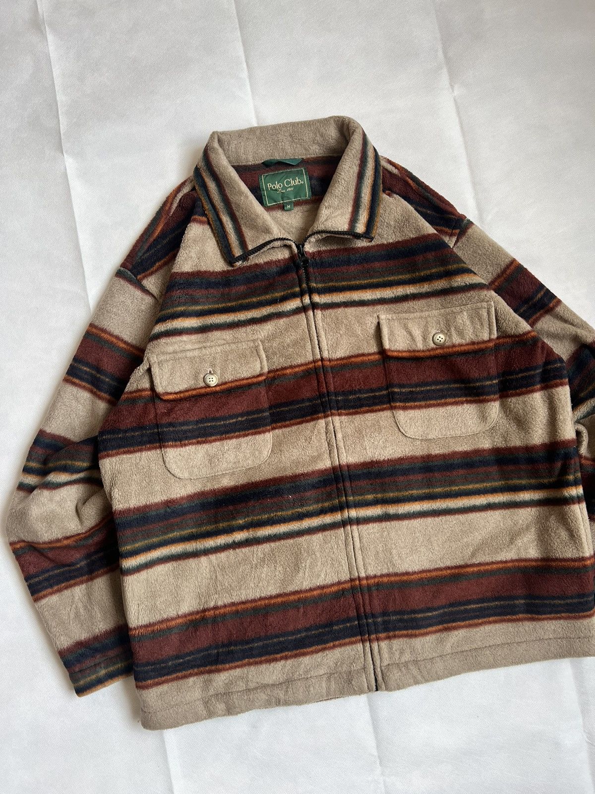 Beverly Hills Polo Club Vintage Polo Club Brown Striped Fleece Size US M / EU 48-50 / 2 - 3 Thumbnail