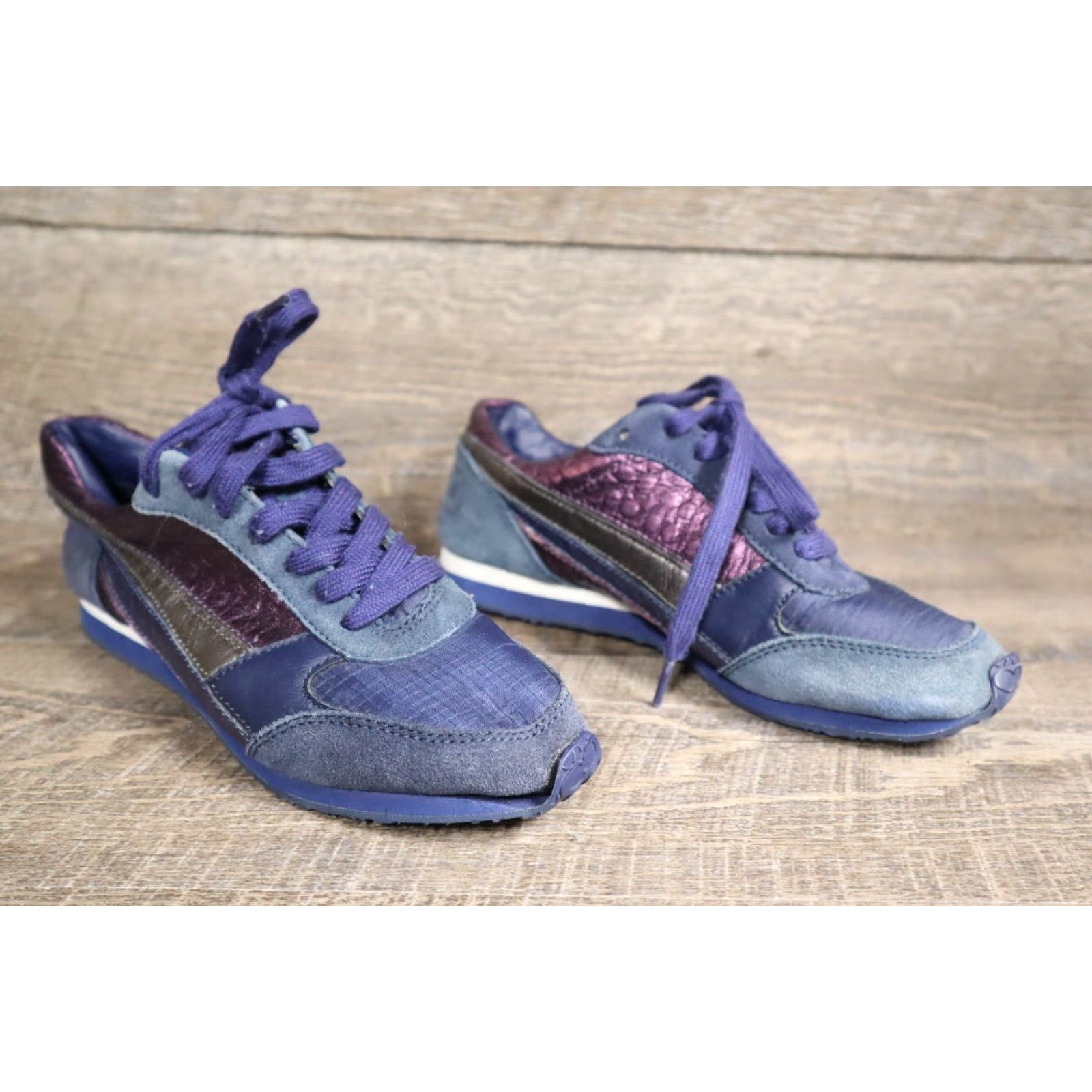 Coach Coach Rebekha Shoes Sneaker Women's 6 Navy Leather Suede Signature C Logo Casual Athletic Flat Top Low Top Size US 7 / IT 37 - 2 Thumbnail