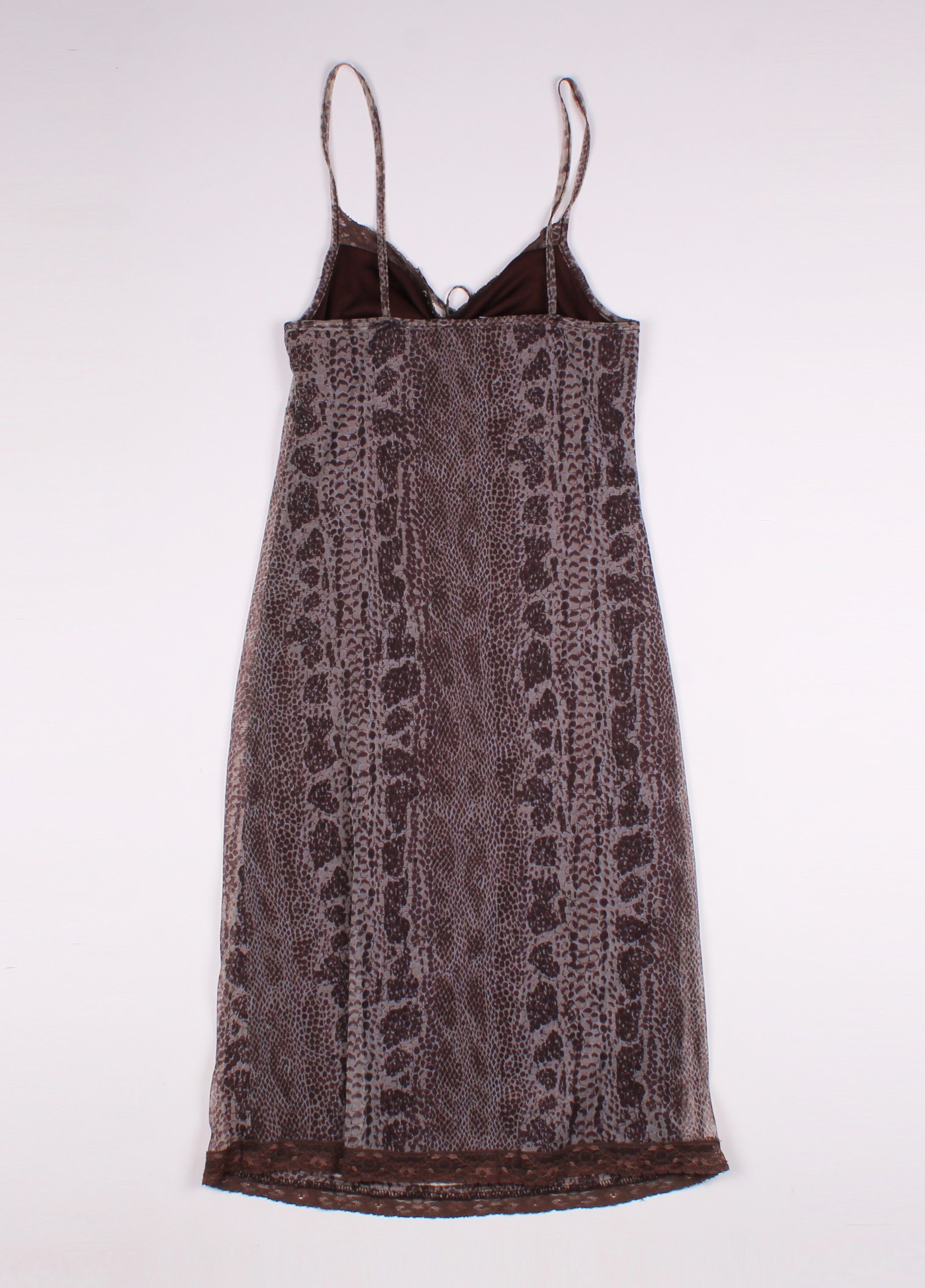 Vintage Vintage NAF NAF Snakeskin Print Y2K Mesh Slip Dress Size S / US 4 / IT 40 - 10 Thumbnail