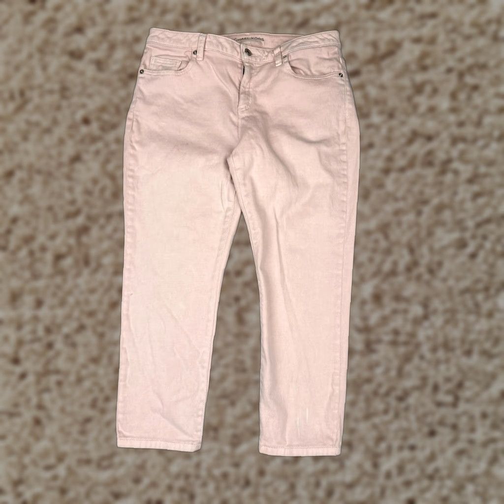Michael Kors Michael Kors Jeans Womens 10 Pink Izzy Cropped Skinny Denim 5-Pocket Stretch Baggy? Size 32" / US 10 / IT 46 - 1 Thumbnail