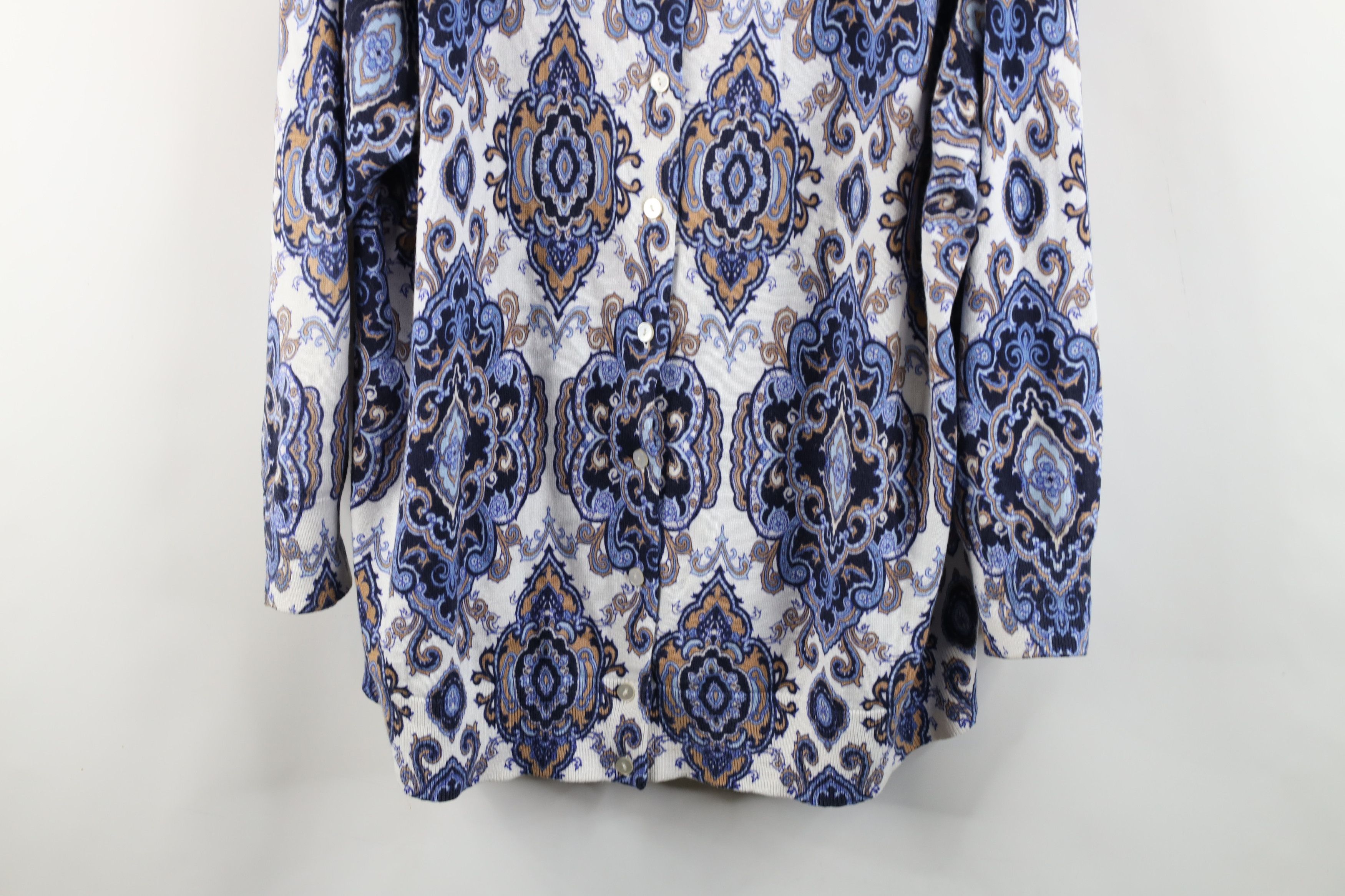 Lands' End × Vintage Vintage Lands End Paisley Geometric Knit Cardigan Sweater Size 3XL / US 20-22 - 3 Thumbnail