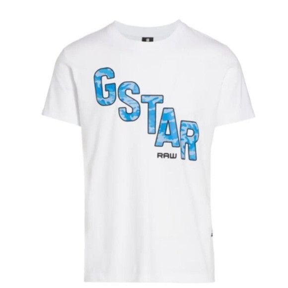 G-Star Raw DIAGONAL LOGO GRAPHIC T-SHIRT IN WHITE Men's XL