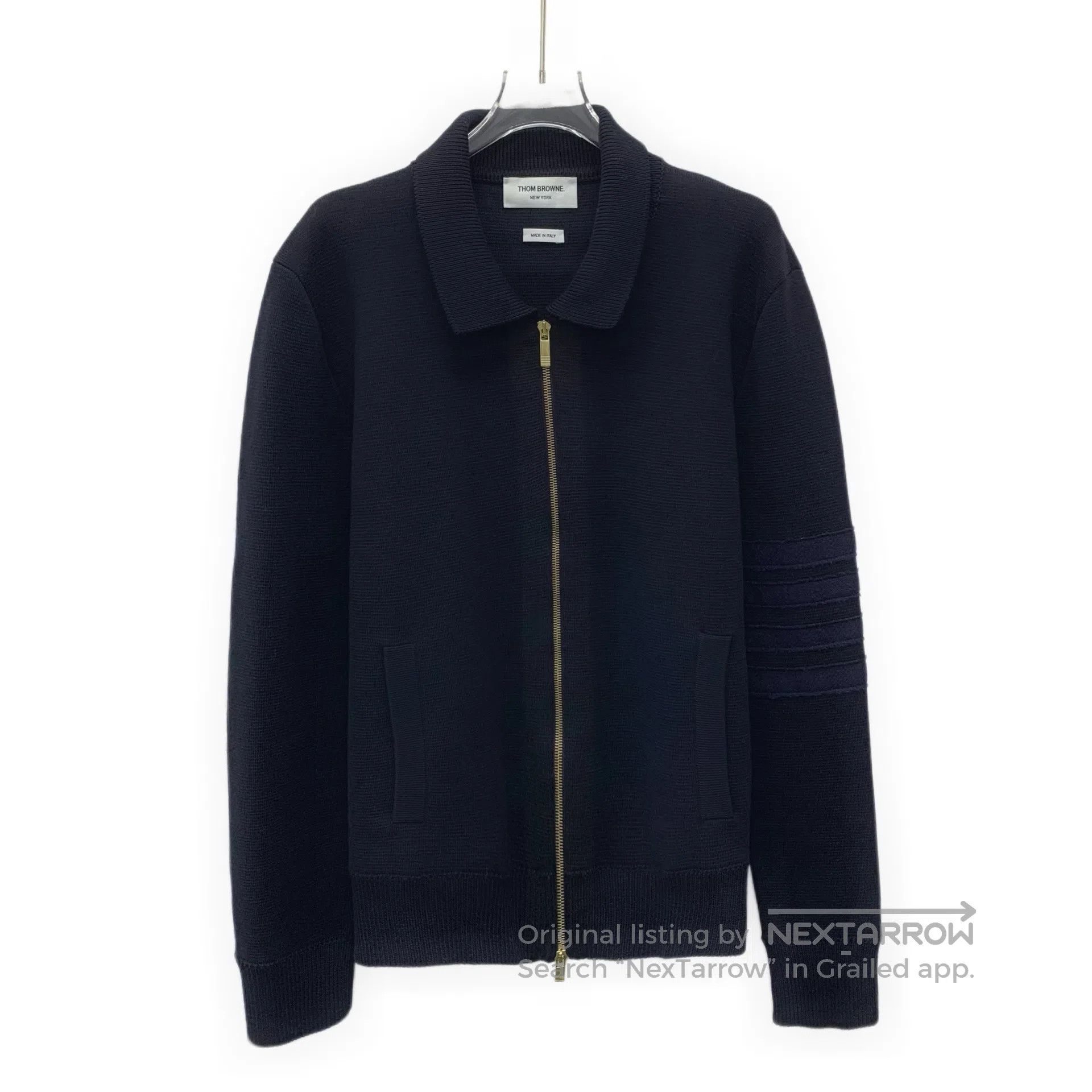 Thom Browne Thom Browne Black Classic Four Stripe Wool Reversible Zipp Size US L / EU 52-54 / 3 - 1 Thumbnail