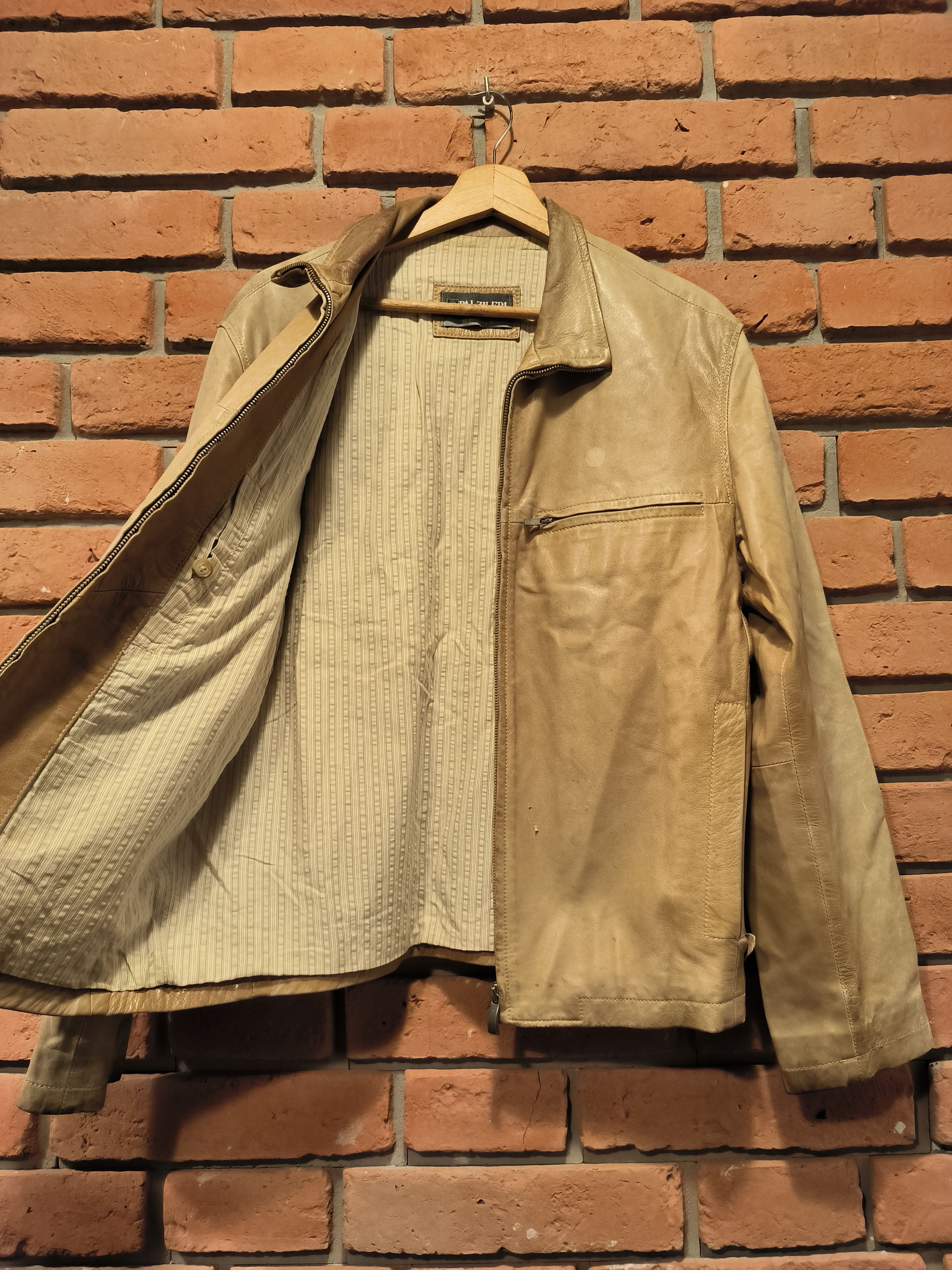 Pal Zileri × Vintage Vintage Pal Zileri Sport Leather Jacket Beige Size US M / EU 48-50 / 2 - 3 Thumbnail