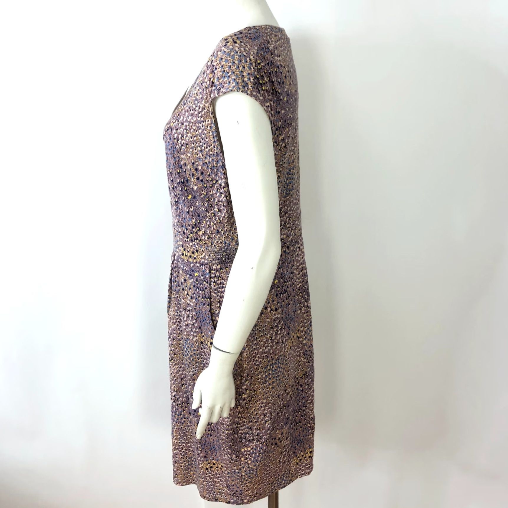 Boden Boden Dress 12 Sheath Above Knee Multicolor All Over Print Blue Brown WH978 Womens Casual Knit Cotton Modal Blend Wool? No Size XL / US 12-14 / IT 48-50 - 2 Thumbnail