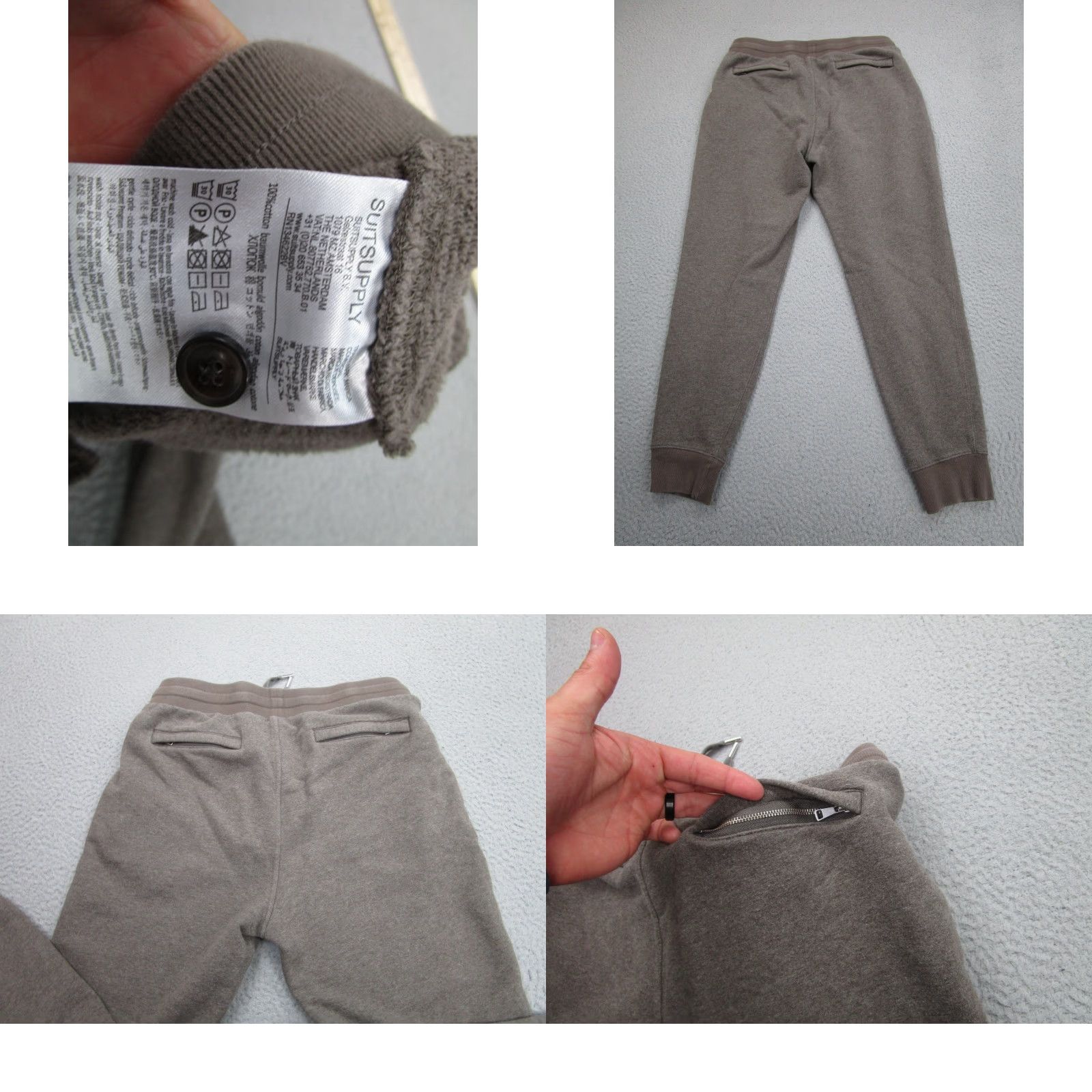 Suitsupply Suit Supply Fleece Joggers Pants Mens L Brown Athleisure Jogger Pockets Elastic Waist Tapered Regular Genders: Mens Size 42R - 9 Thumbnail