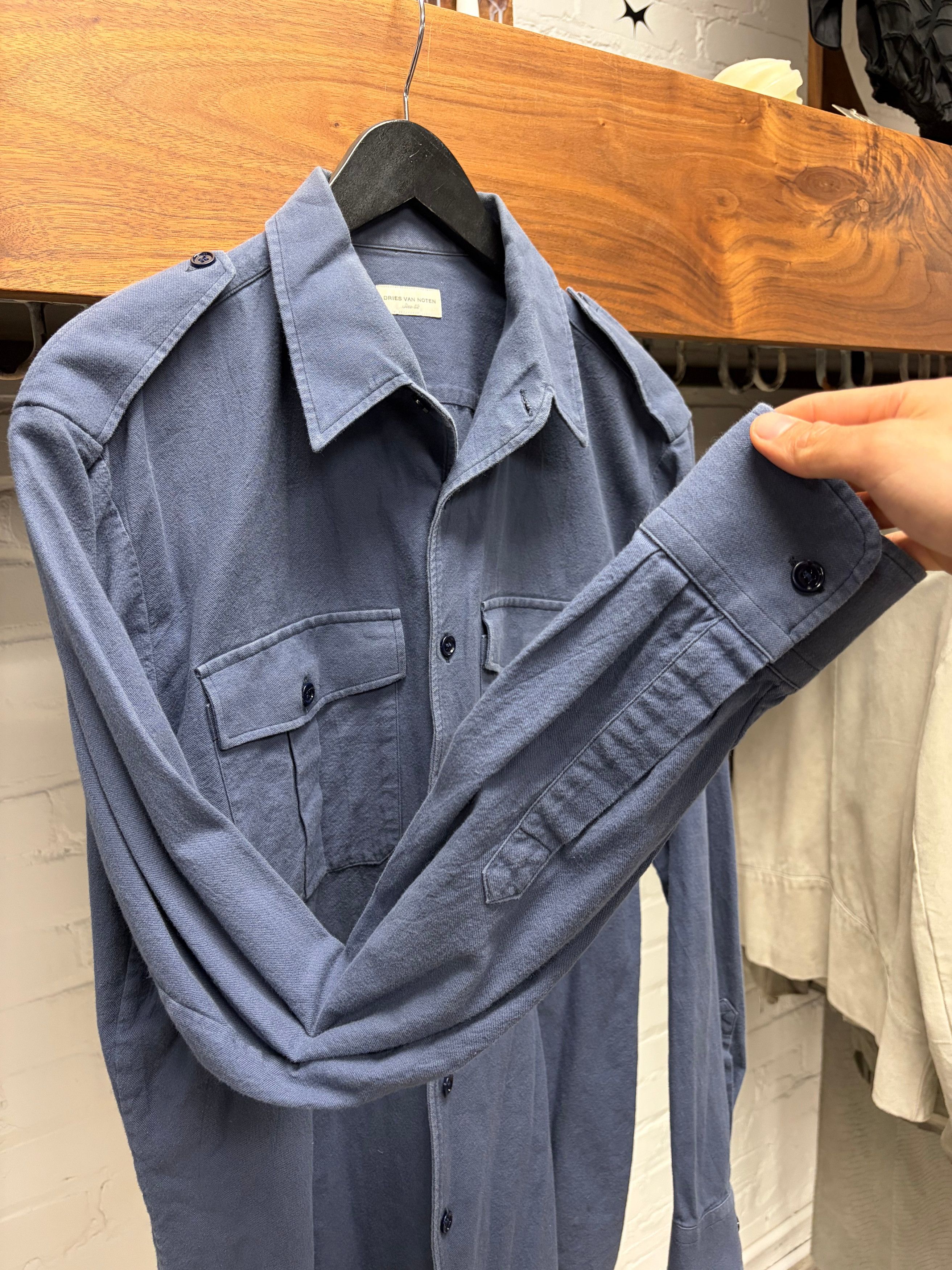 Dries Van Noten Dries Van Noten Uniform Blue Military Epaulette Button Up Shirt Size US L / EU 52-54 / 3 - 2 Thumbnail