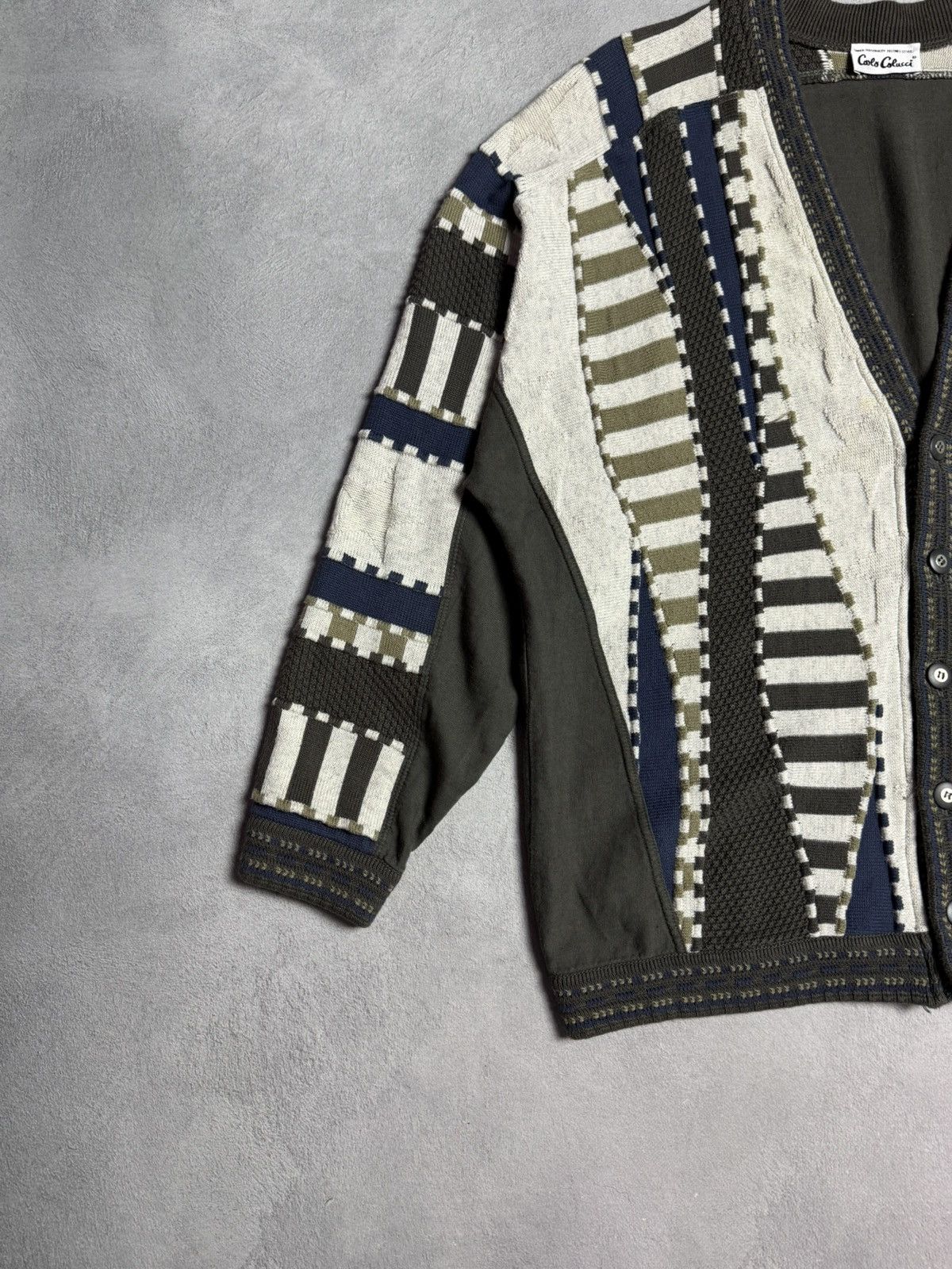 Carlo Colucci Carlo Colucci Vintage Cotton Acrylic V-Neck Knit Cardigan Size US XXL / EU 58 / 5 - 5 Thumbnail