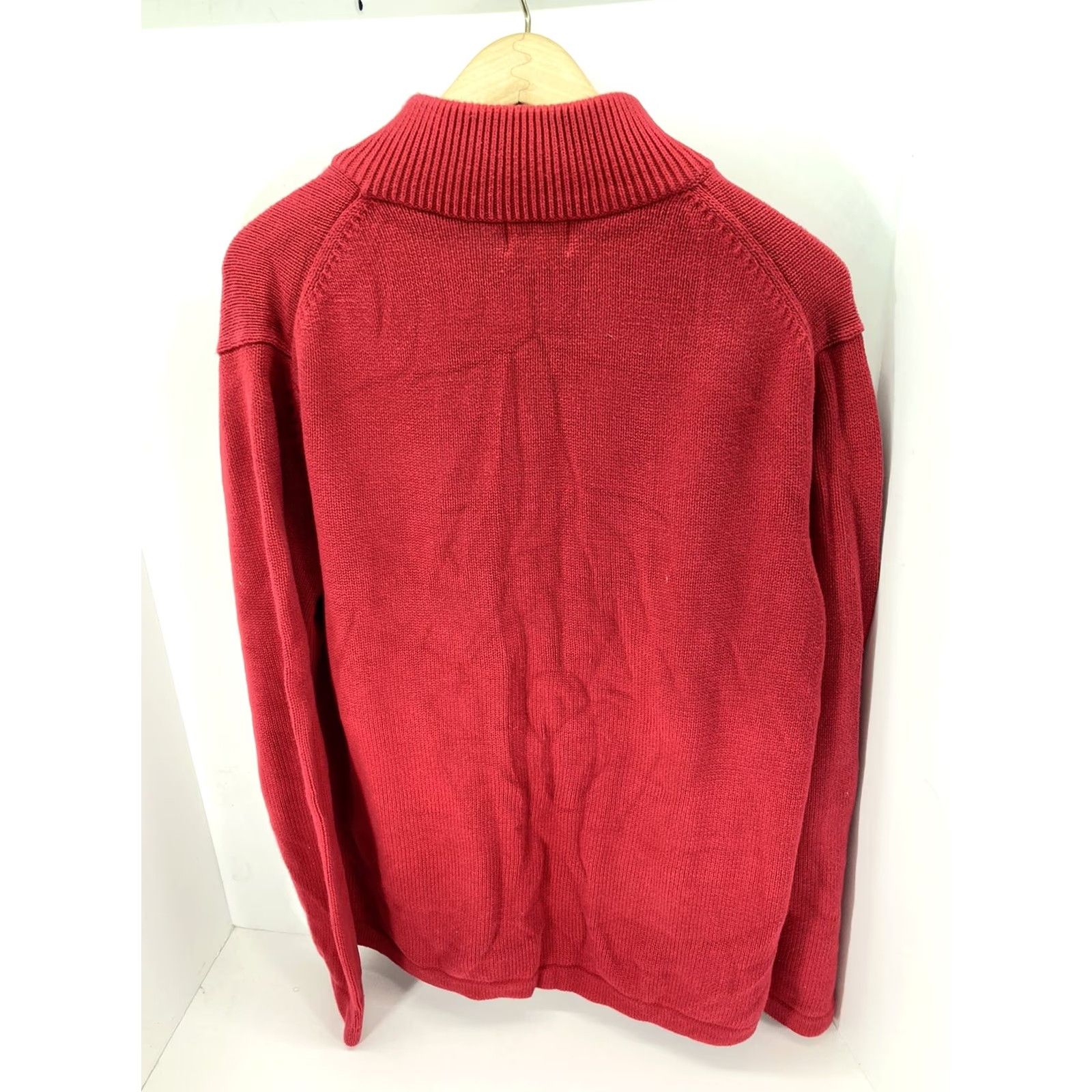 Vintage VINTAGE L.L. Bean Sweater Mens Cotton Red 1/4 Zip Mock Neck Size M Hong Kong Pullover Winter Knitted Size US M / EU 48-50 / 2 - 5 Thumbnail