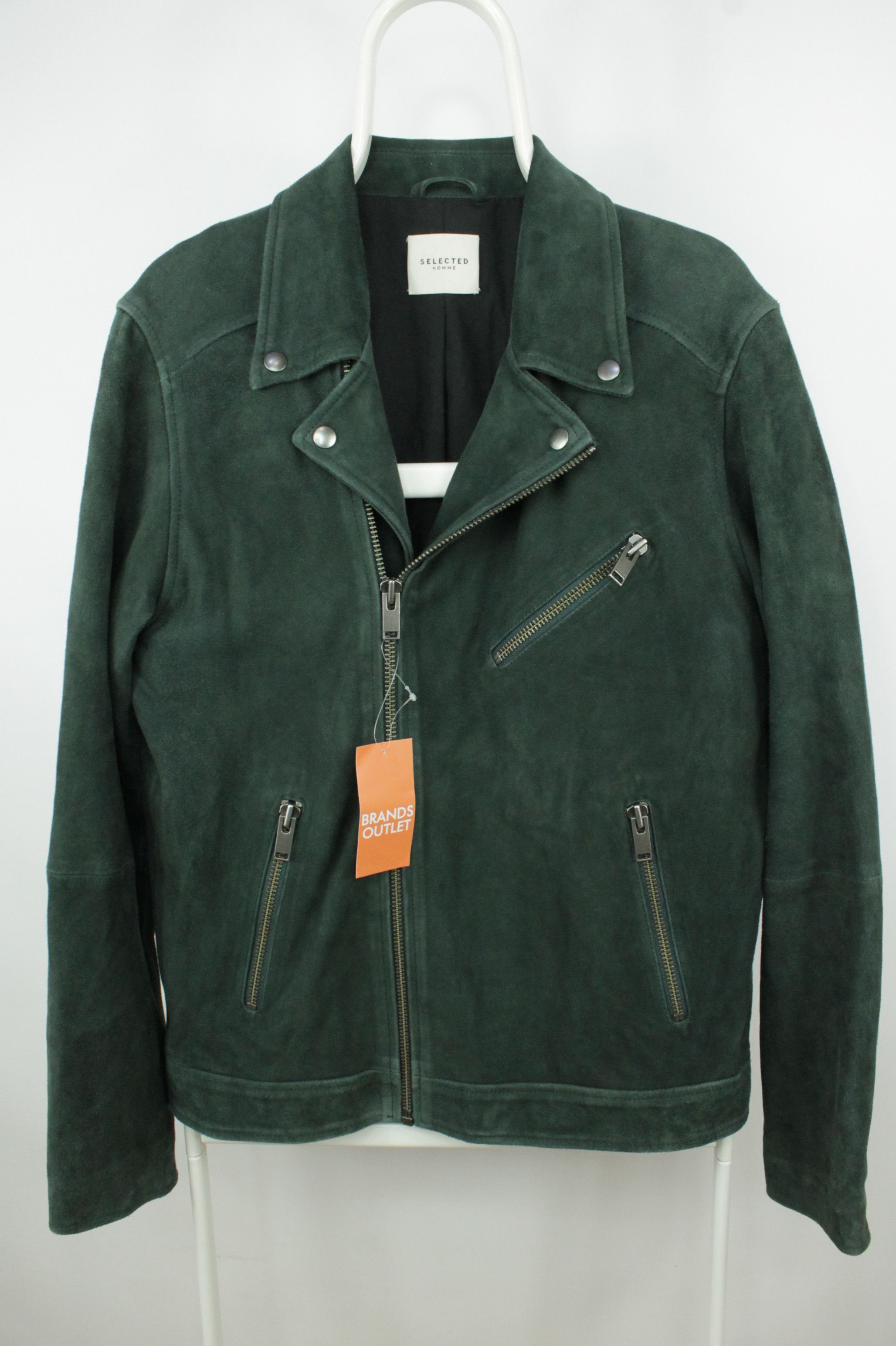 Selected Homme Selected Homme The Iconic Biker Green Suede Leather Jacket Size US L / EU 52-54 / 3 - 1 Thumbnail
