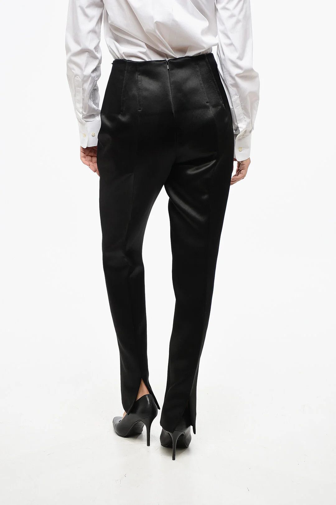 Max Mara og1mm0426 Carrot Fit Satin Pant in Black Size 30" / US 8 / IT 44 - 2 Thumbnail