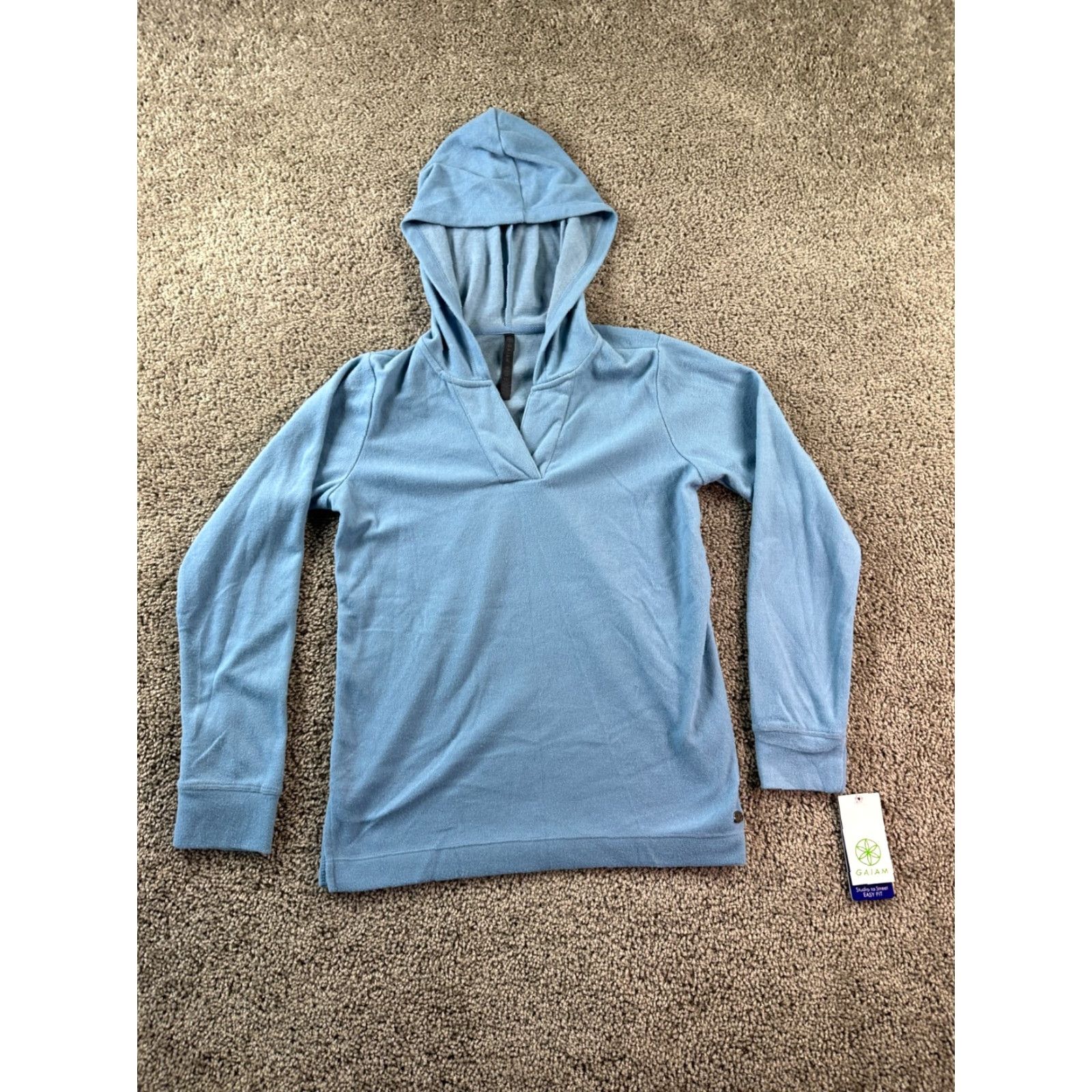 Vintage Gaiam Hoodie Womens XS Blue Shadow Fleece Pullover Yoga Shirt Size XS / US 0-2 / IT 36-38 - 2 Thumbnail
