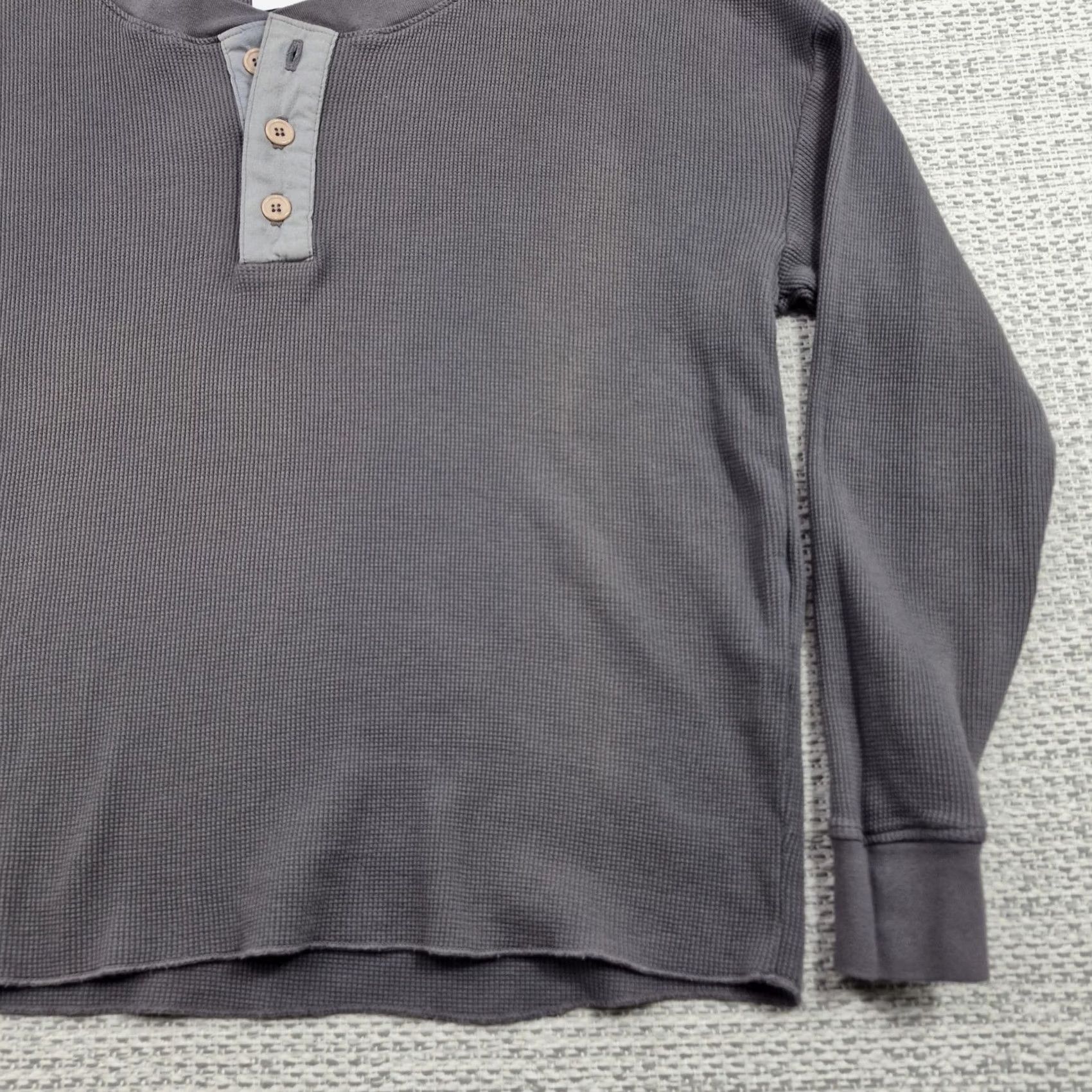 Vintage MATE Shirt Womens Medium Gray Waffle Knit Henley Long Sleeve Organic Cotton Shirt Mens Womens? Size M / US 6-8 / IT 42-44 - 2 Thumbnail