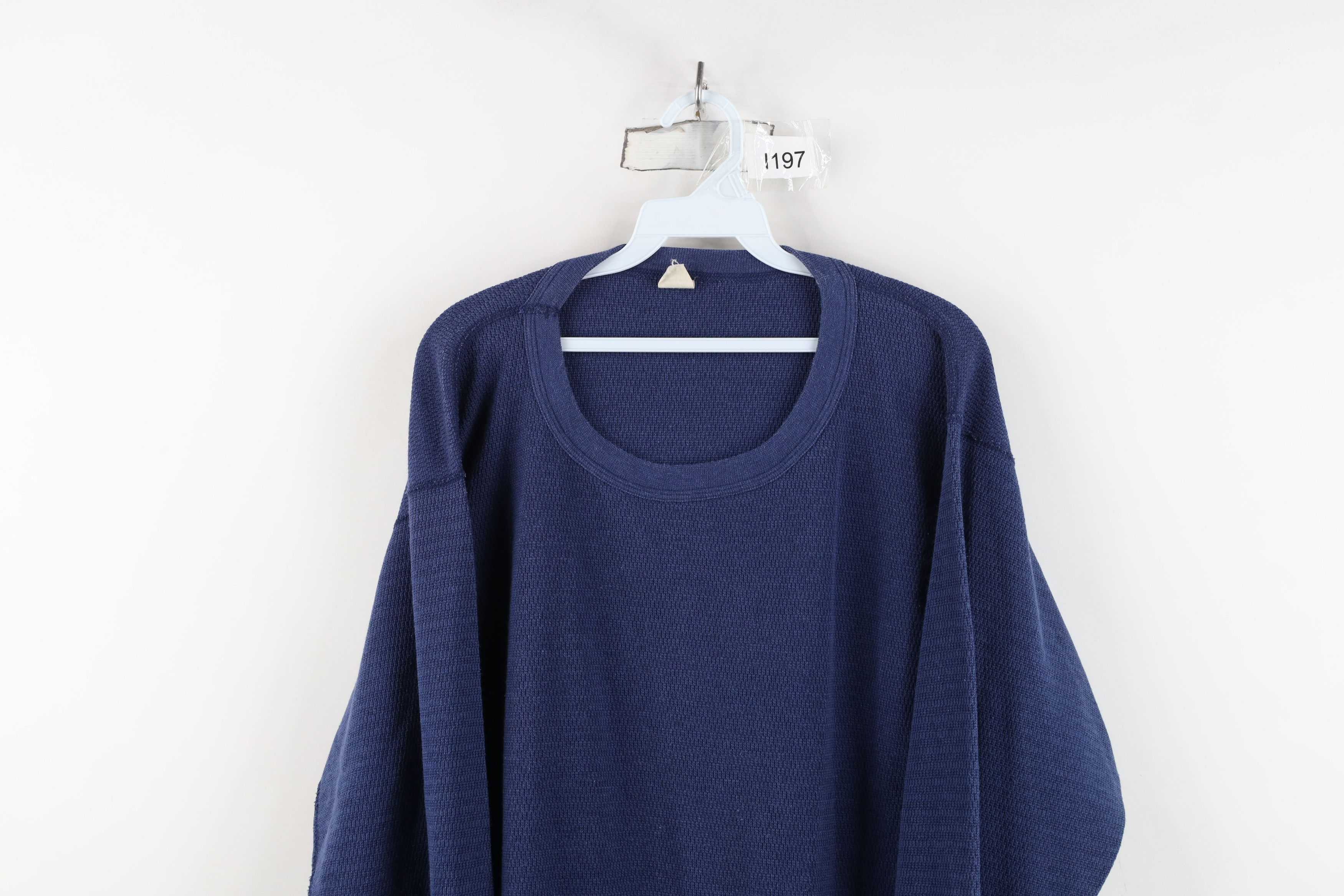 Vintage Vintage 90s Streetwear Thermal Waffle Knit T-Shirt Blue USA Size US XL / EU 56 / 4 - 2 Thumbnail