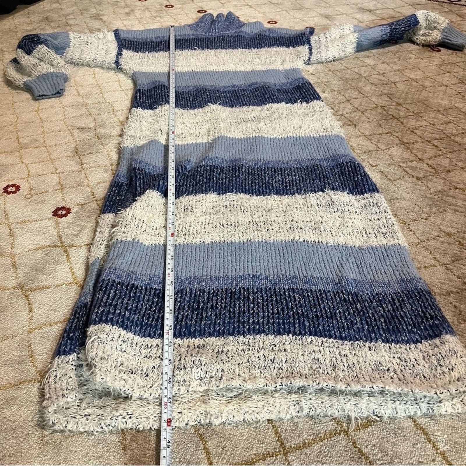 Free People Free People Sweater Dress Making Waves Blue Striped Size S / US 4 / IT 40 - 4 Thumbnail