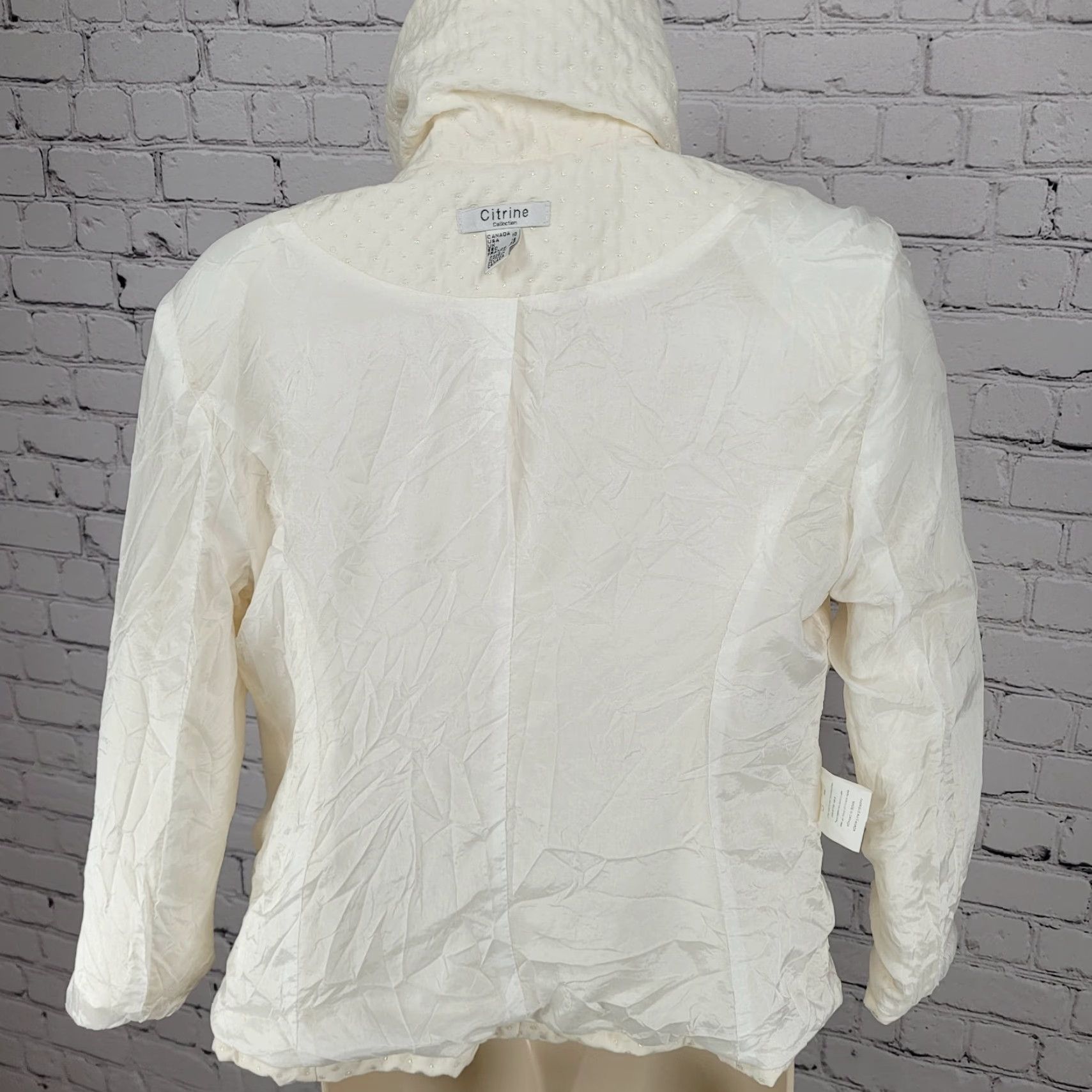 Vintage VINTAGE Citrine Jacket Women Size 10 Ivory Glitter Button Closure Lined Canada Classic Size L / US 10 / IT 46 - 7 Thumbnail