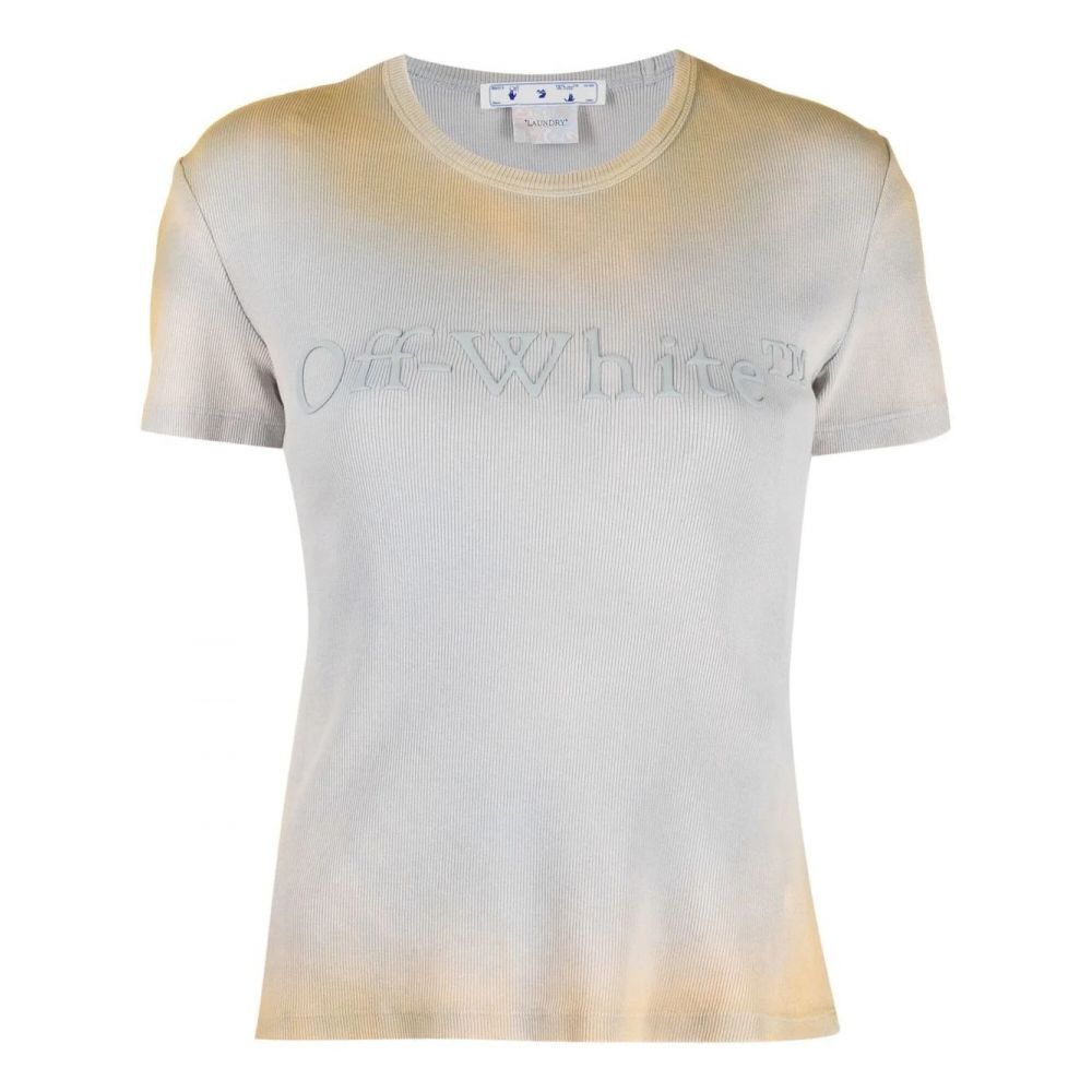 Off-White o1gr1nt0325 Laundry Ribbed Basic T-Shirt in Grey Beige Size XS / US 0-2 / IT 36-38 - 1 Thumbnail